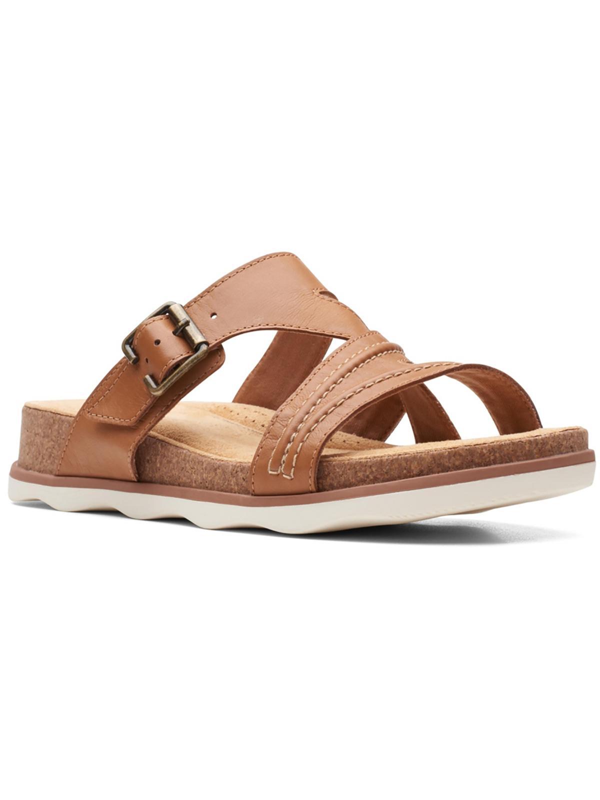 Clarks Brynn Hope Leather Buckle Slide Sandals in Brown Lyst