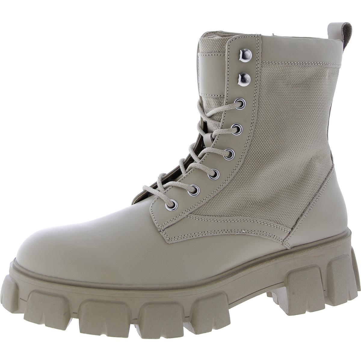 Steve Madden Cortina Leather Lug Sole Combat & Lace-Up Boots in Gray ...