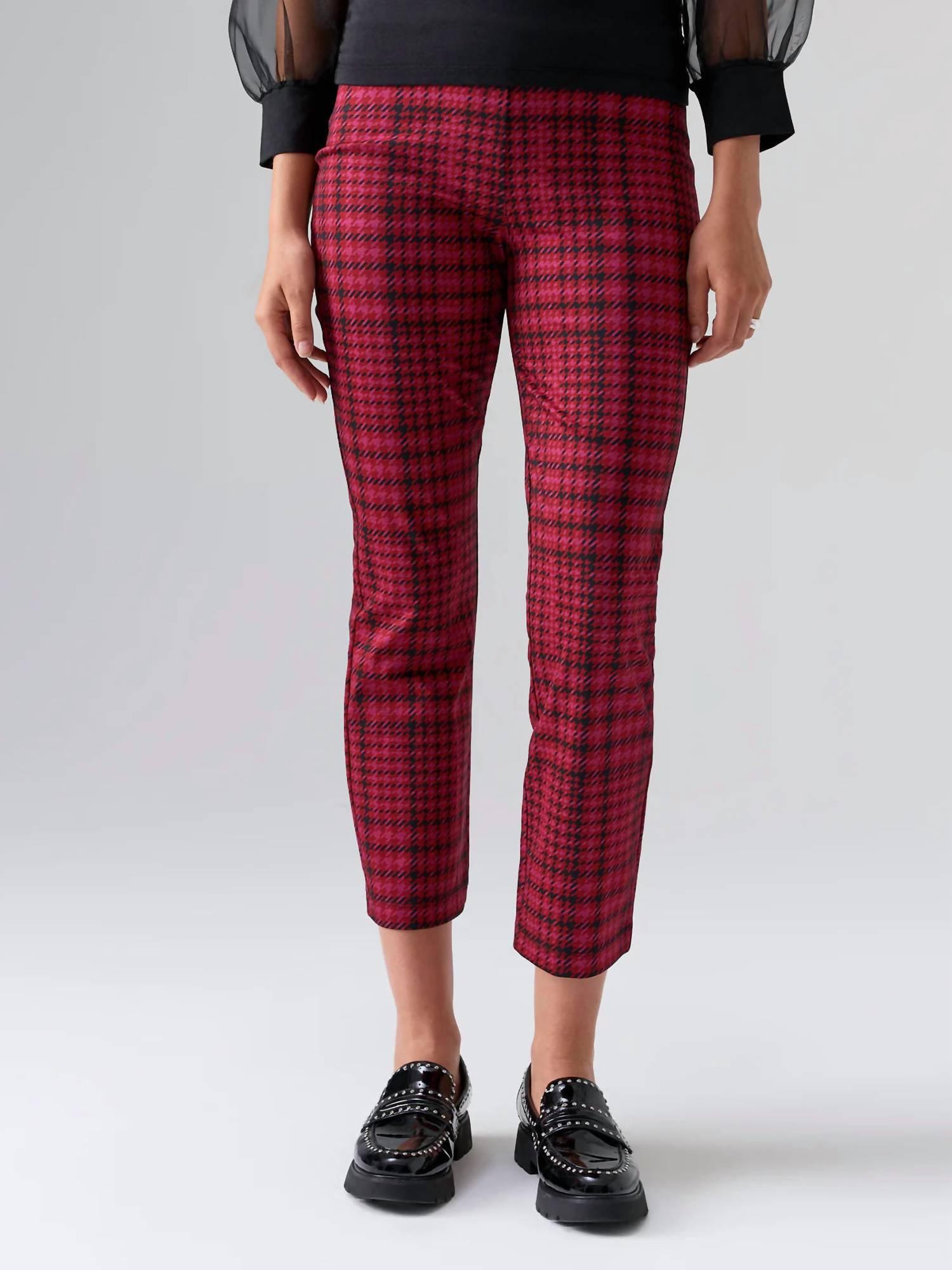 Sanctuary Carnaby Leggings In Pink Glen Plaid in Red