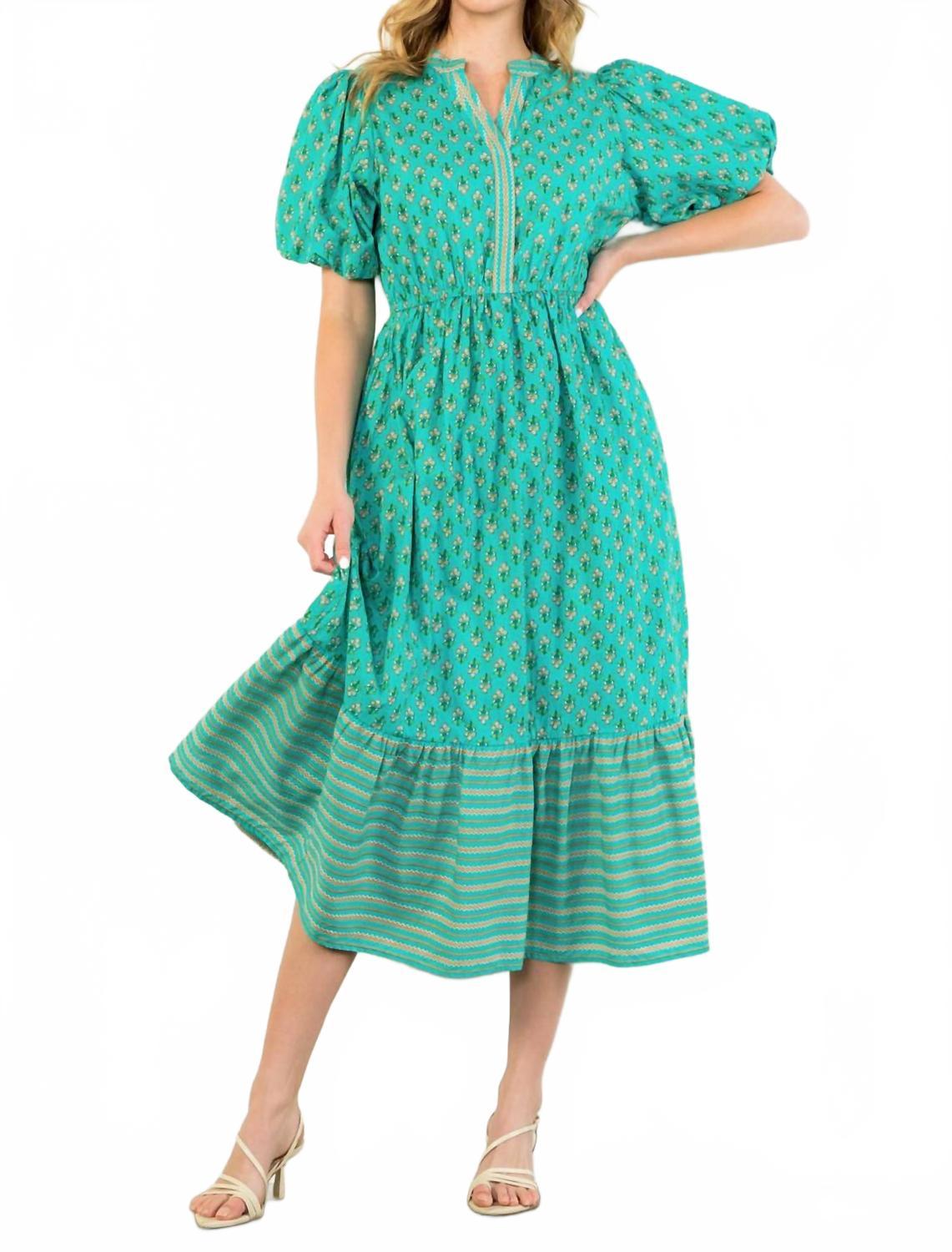 thml green floral dress THML Animal Print Tiered Maxi Dress Green / Large main image 0