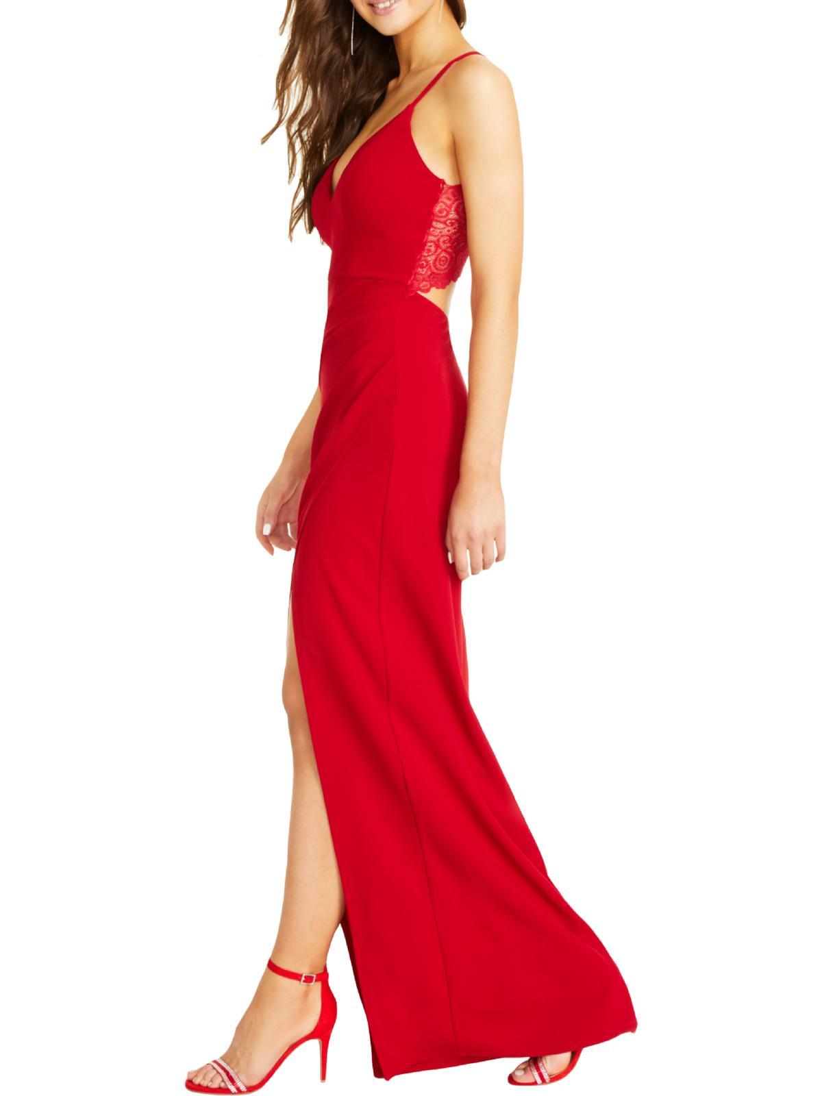 Emerald Sundae Side Slit Lace Back Formal Dress in Red Lyst