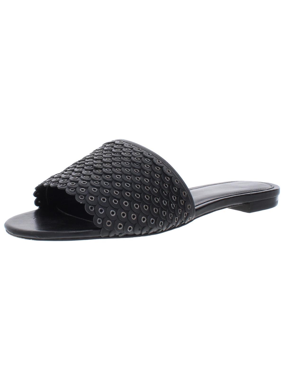 MICHAEL Michael Kors Jessie Leather Slide Flat Sandals in Black Lyst