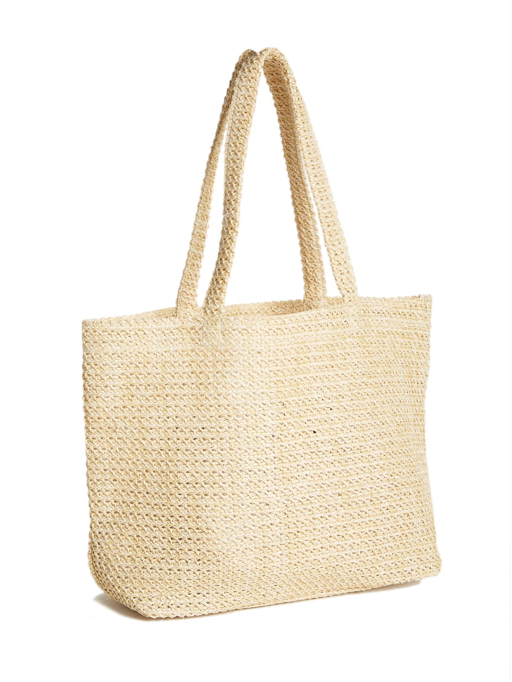 Guess Factory Embroidered Logo Woven Straw Tote in Natural | Lyst