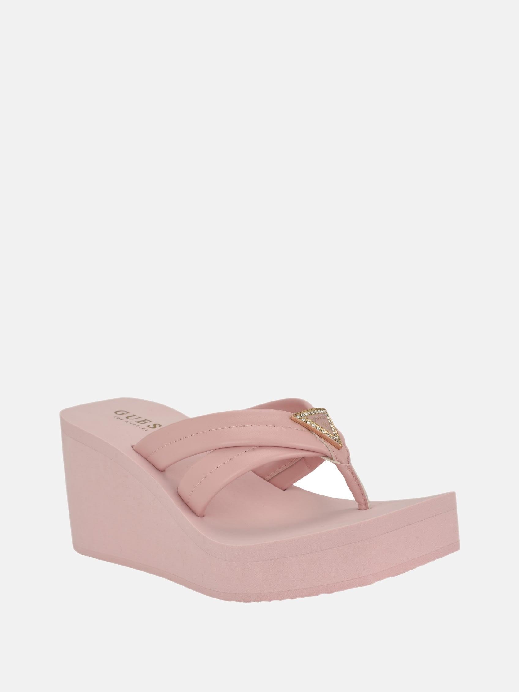 Guess Blush Wedges Sandals Guess Sarlow Logo Platform Sandals In