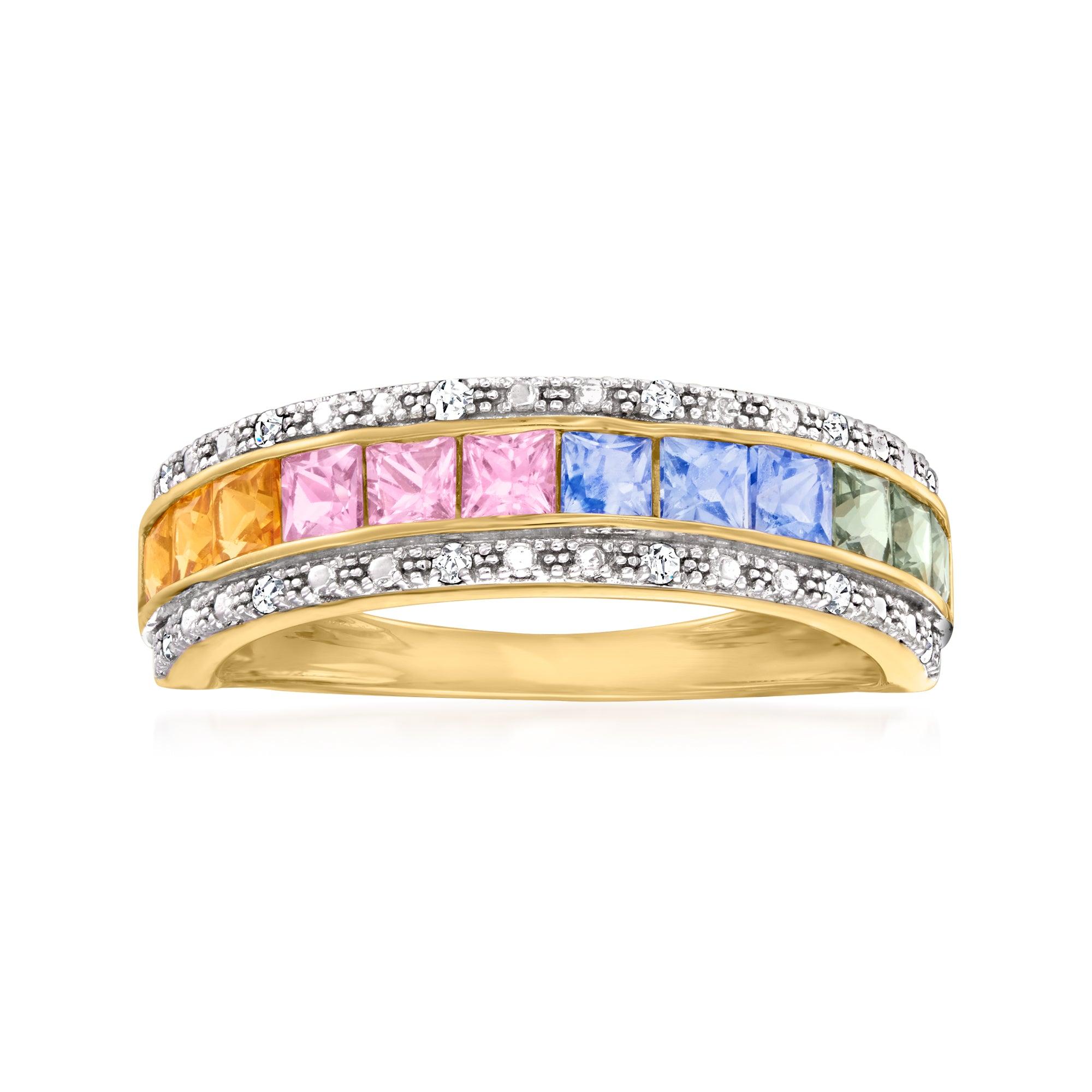Ross-Simons Colored Sapphire Ring With Diamond Accents In 14kt Yellow Gold  in Metallic | Lyst