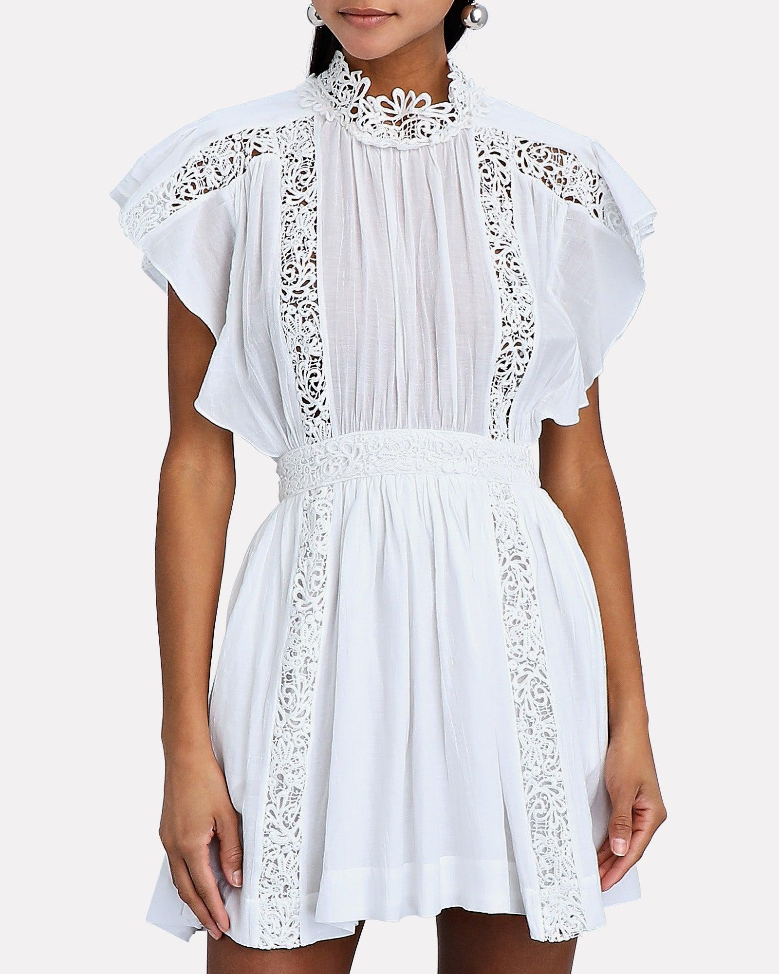 Étoile Isabel Marant Sabel Marant Étoile Gisele Lace-trimmed Voile Mini Dress in White Lyst
