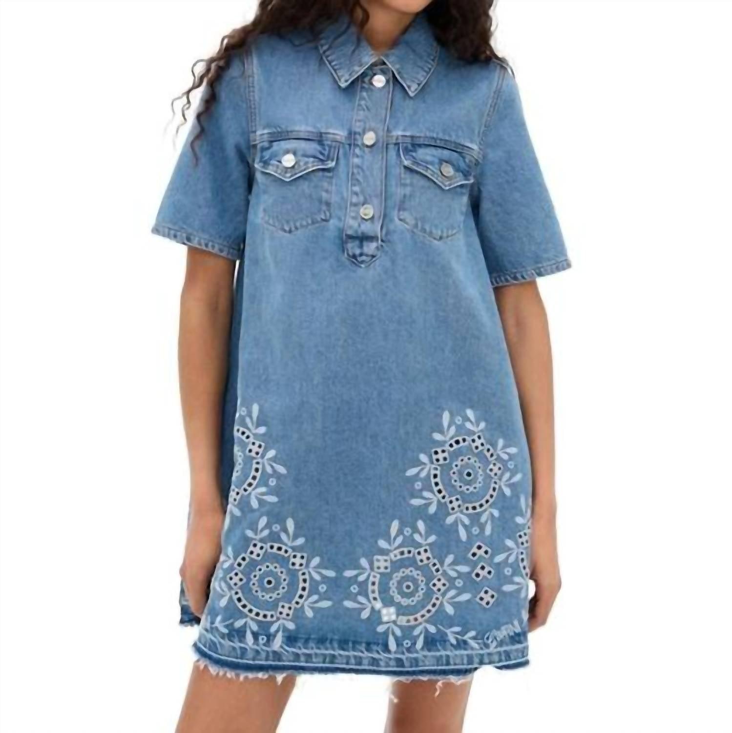 ganni broderie-anglaise cotton mini dress GANNI broderie-anglaise Cotton Minidress | White
