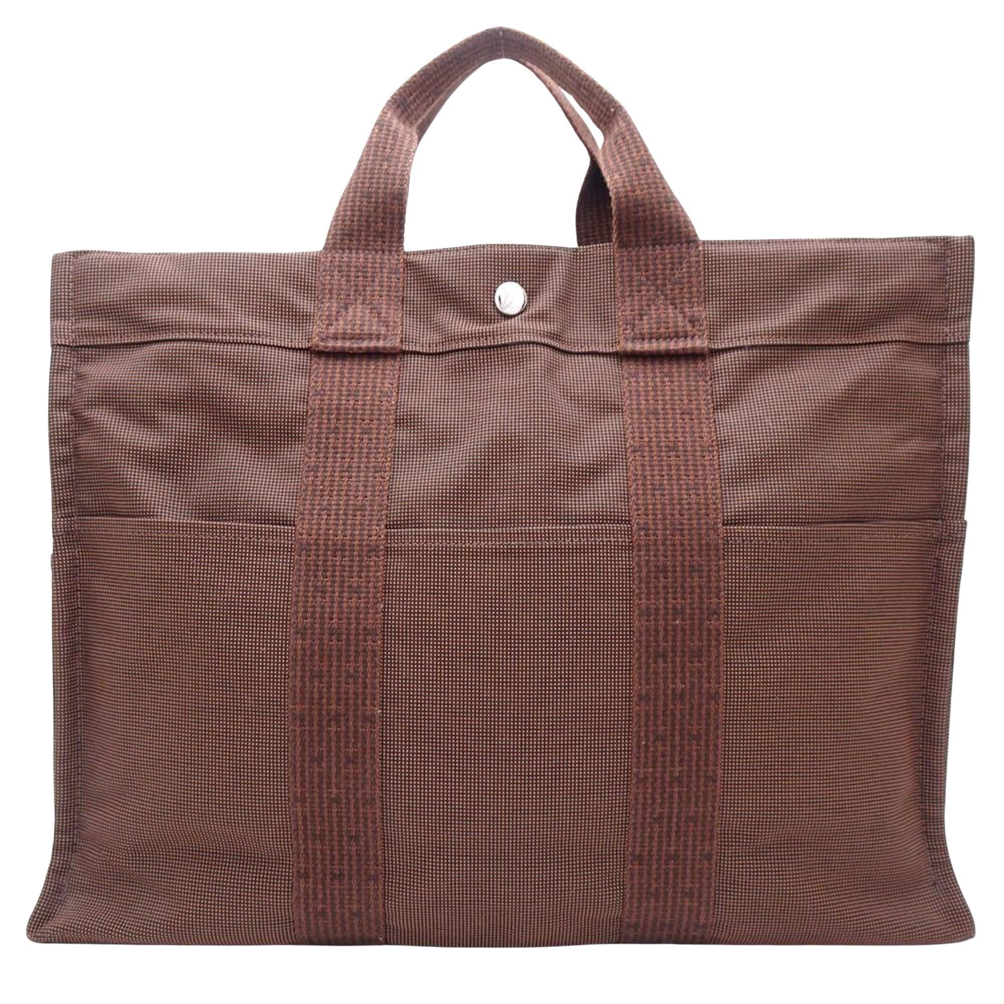 Herm s Herline Canvas Tote Bag pre owned in Brown Lyst