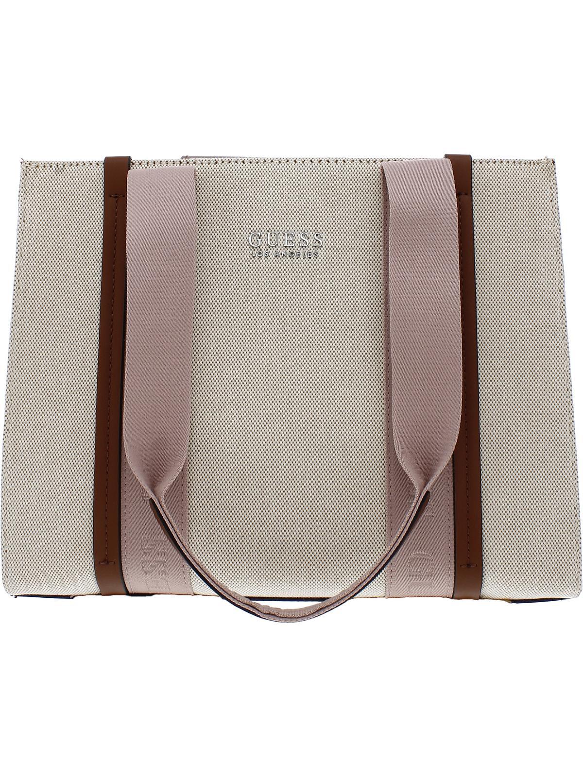Guess Fabric Double Strap Tote Handbag in Brown | Lyst