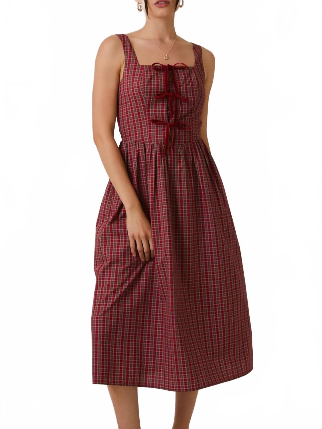 peony plaid holiday sunday midi dress Serena modest midi dress in heritage plaid-final sale – JanieLanie main image 1