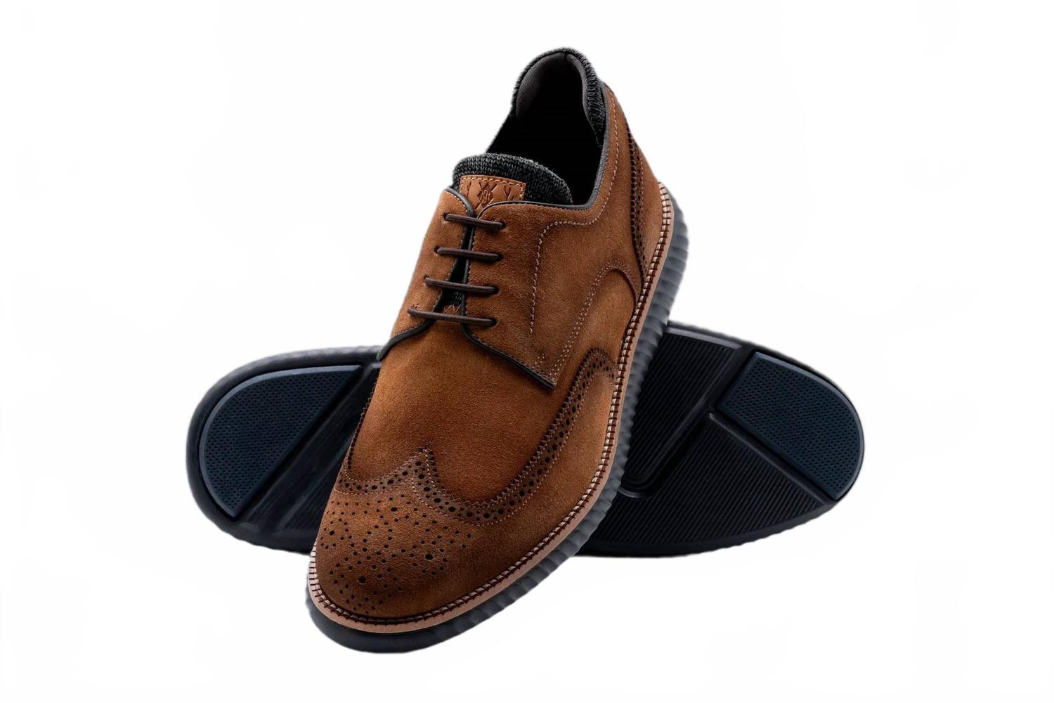 Brioni Blücher Brók Suede Wingtip Brogue Shoes Brown Mens Vintage D/B wingtip blucher shoes brown pebbled leather V  main image 4