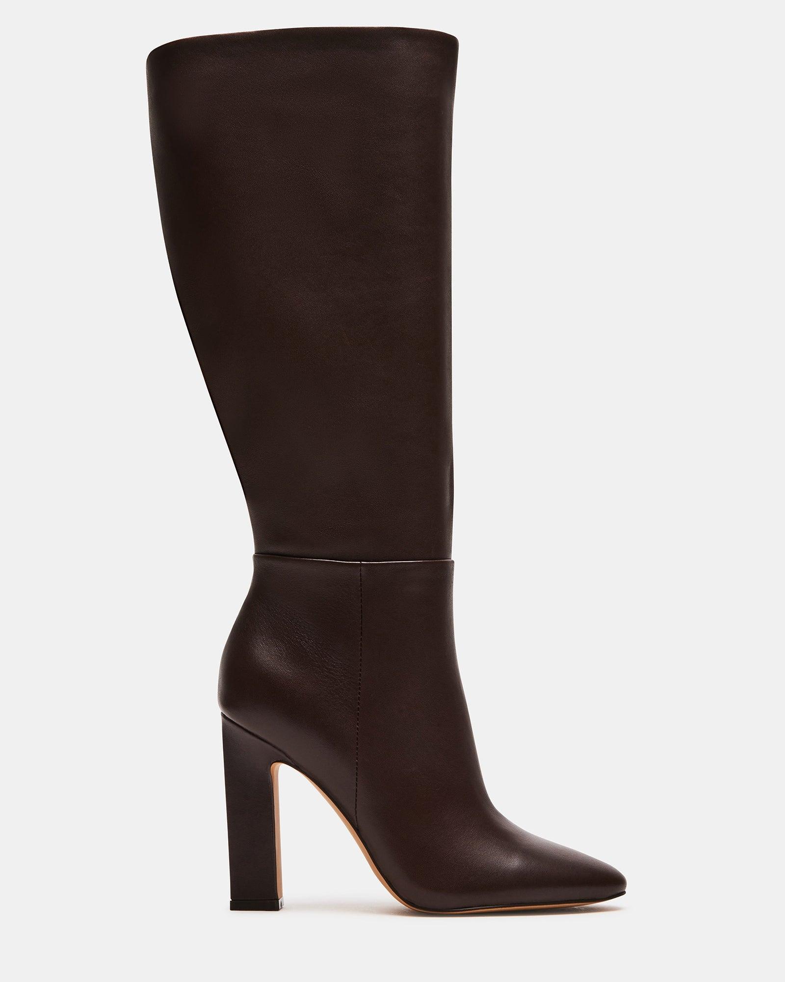 Steve Madden Archers Leather Wide Calf in Brown Lyst
