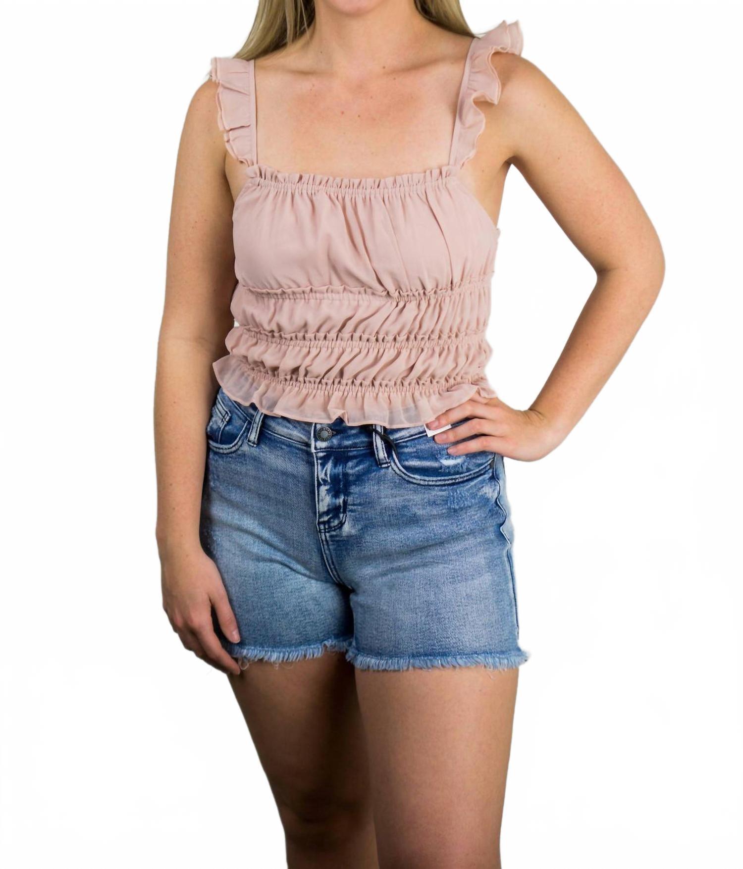 BB Dakota Women's Summertime Top – Cropped Striped Tank With Elastic Waist, Casual Yarn-Dye Style