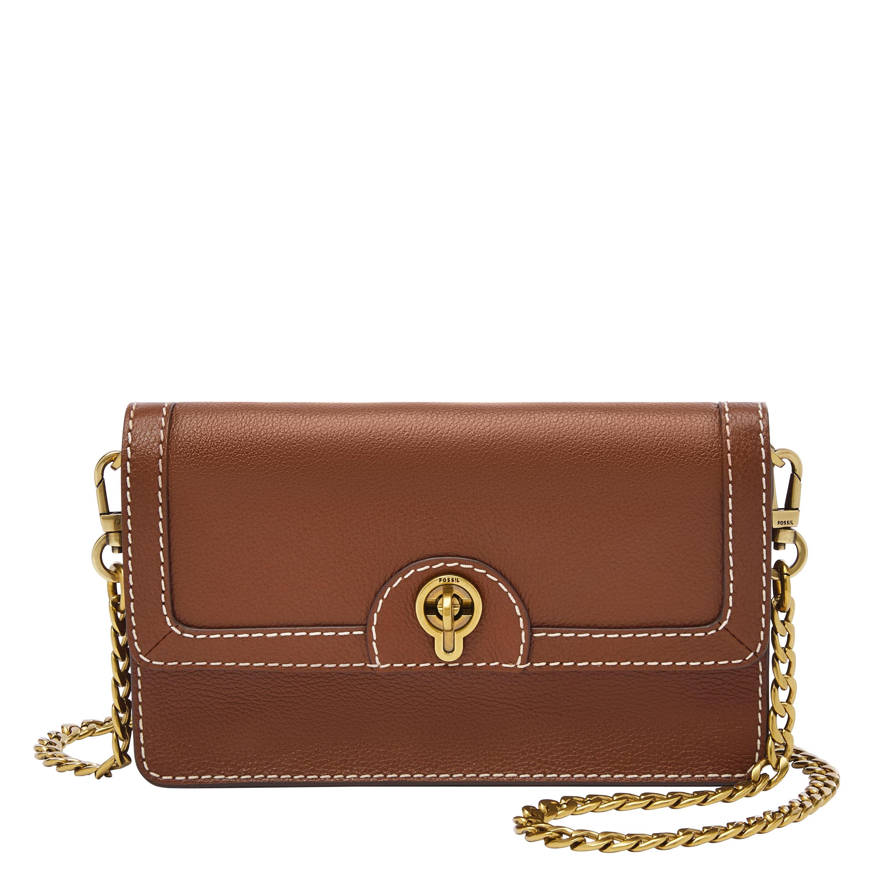 Fossil Ainsley Leather Wallet Crossbody in Brown | Lyst