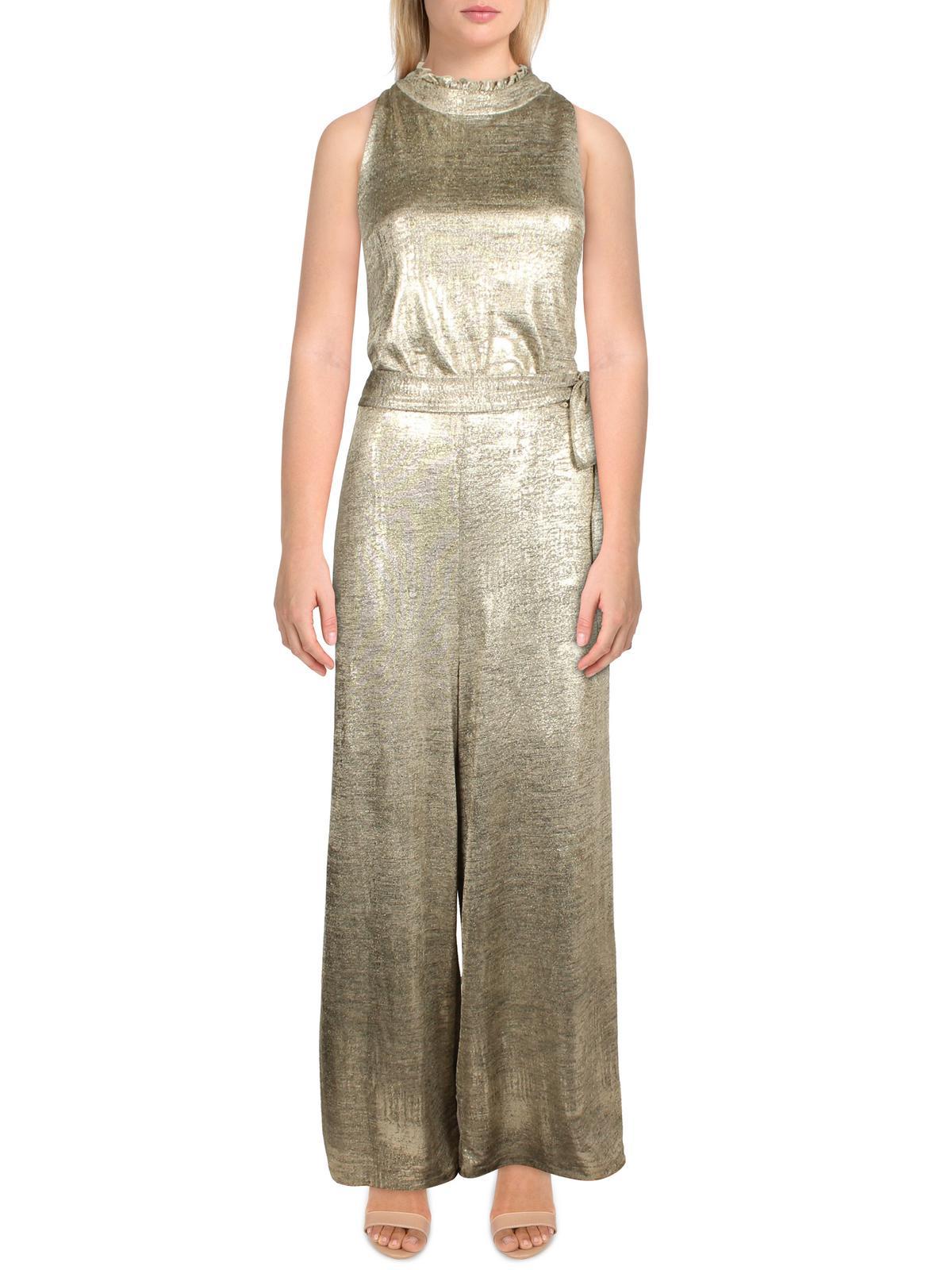 Vince Camuto Metallic Wide Leg Jumpsuit in Natural Lyst