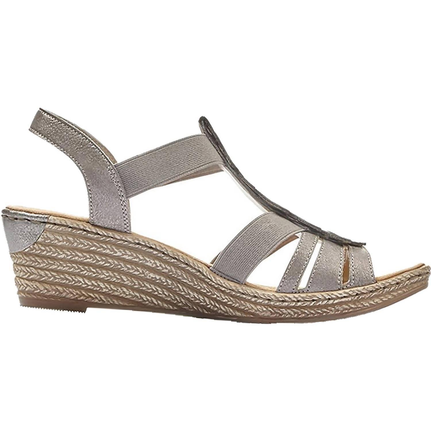 Rieker Fanni Strappy Wedge Sandal in Gray Lyst