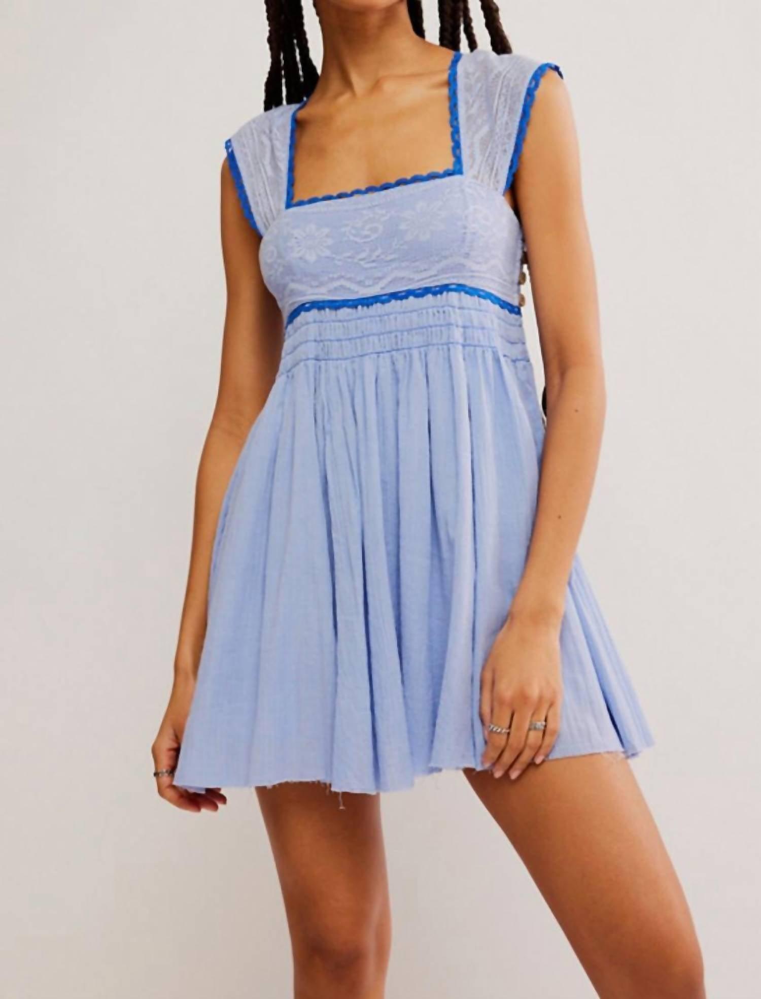 Free People Heartland Mini Dress in Blue