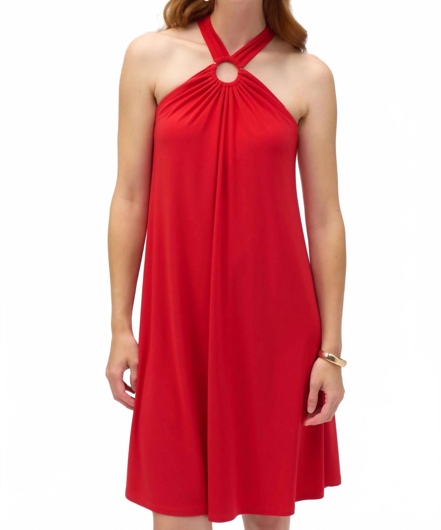 Gaun Trapeze Leher Halter Wanita Nine West dengan Pita – Gaun Kasual Bisnis yang Longgar