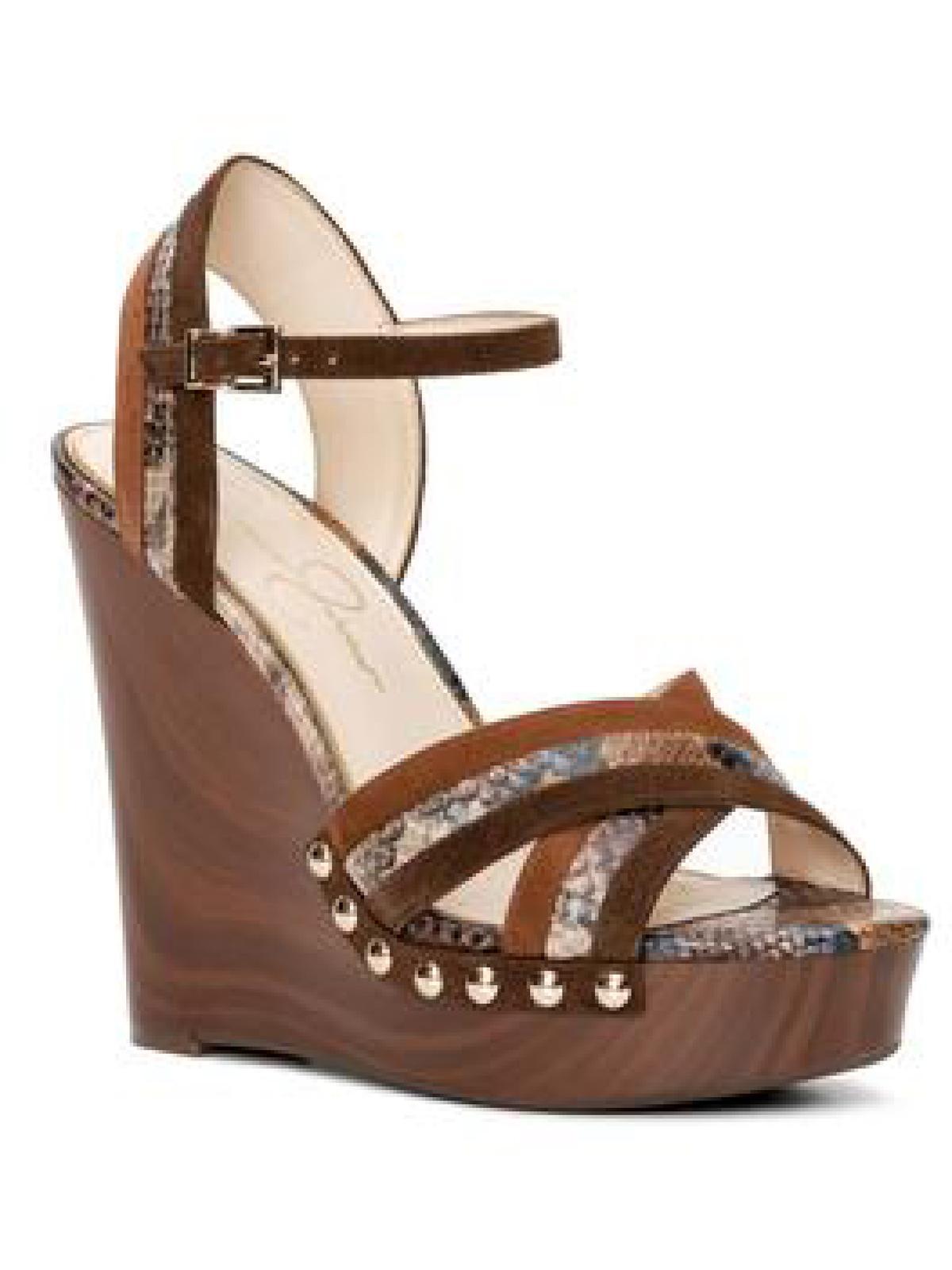 Jessica Simpson Leather Ankle Strap Platform Sandals in Brown Lyst