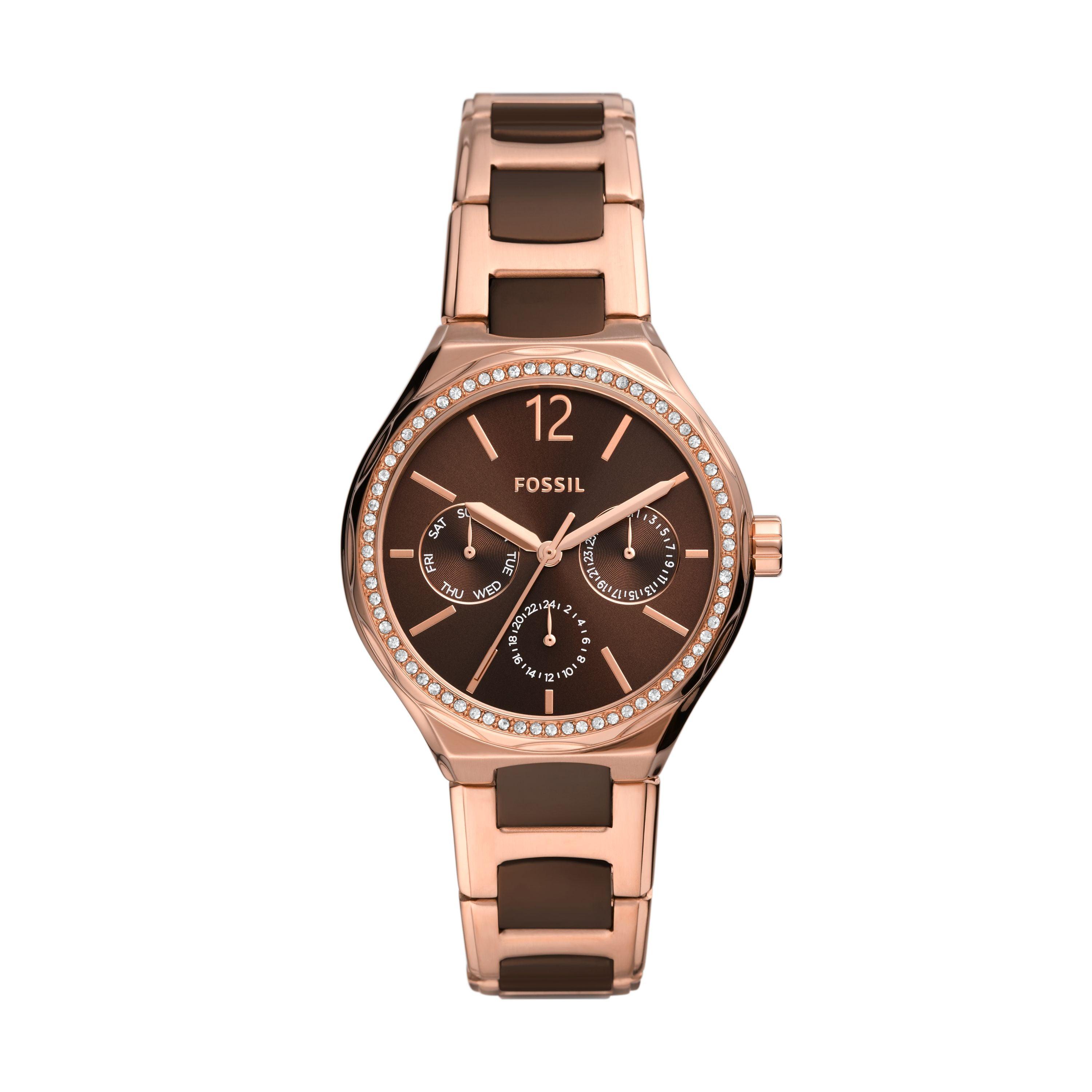 Fossil Eevie Multifunction, Rose Gold-tone Stainless Steel Watch in ...