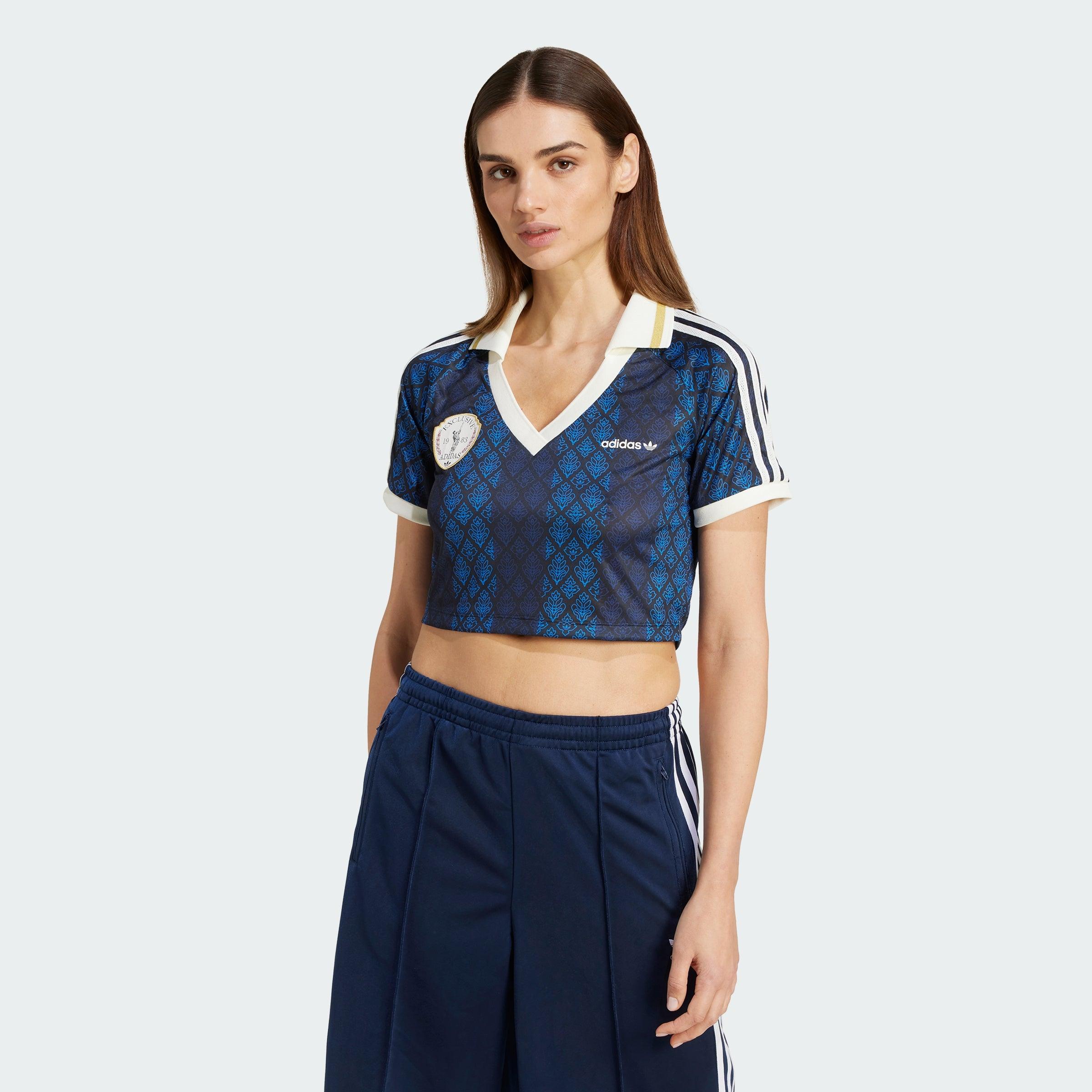 ★ adidas★ Retro Sports Cricket Inspired Crop Jersey Navy adidas Originals Retro Sports Cricket-Inspired Cropped