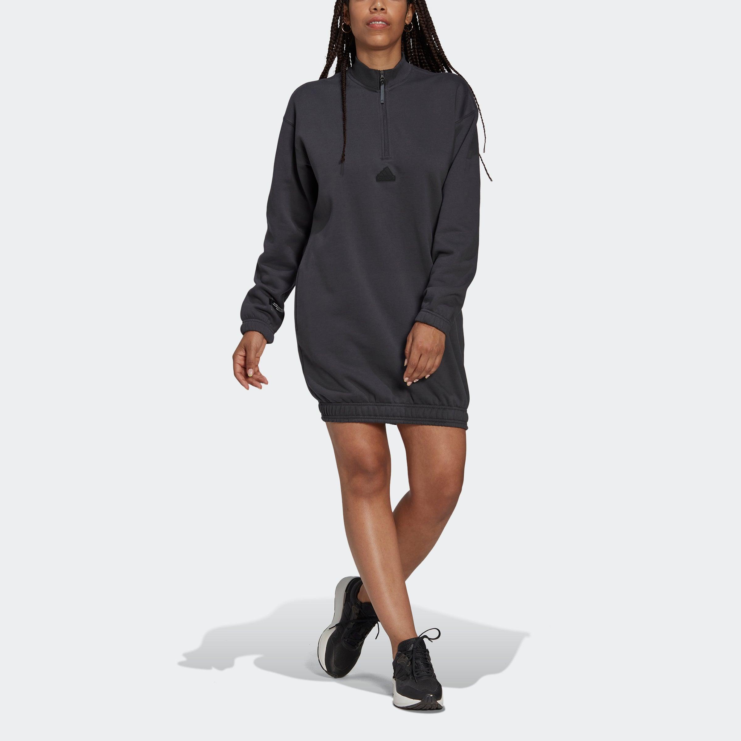 adidas Half-zip Sweater Dress in Black | Lyst