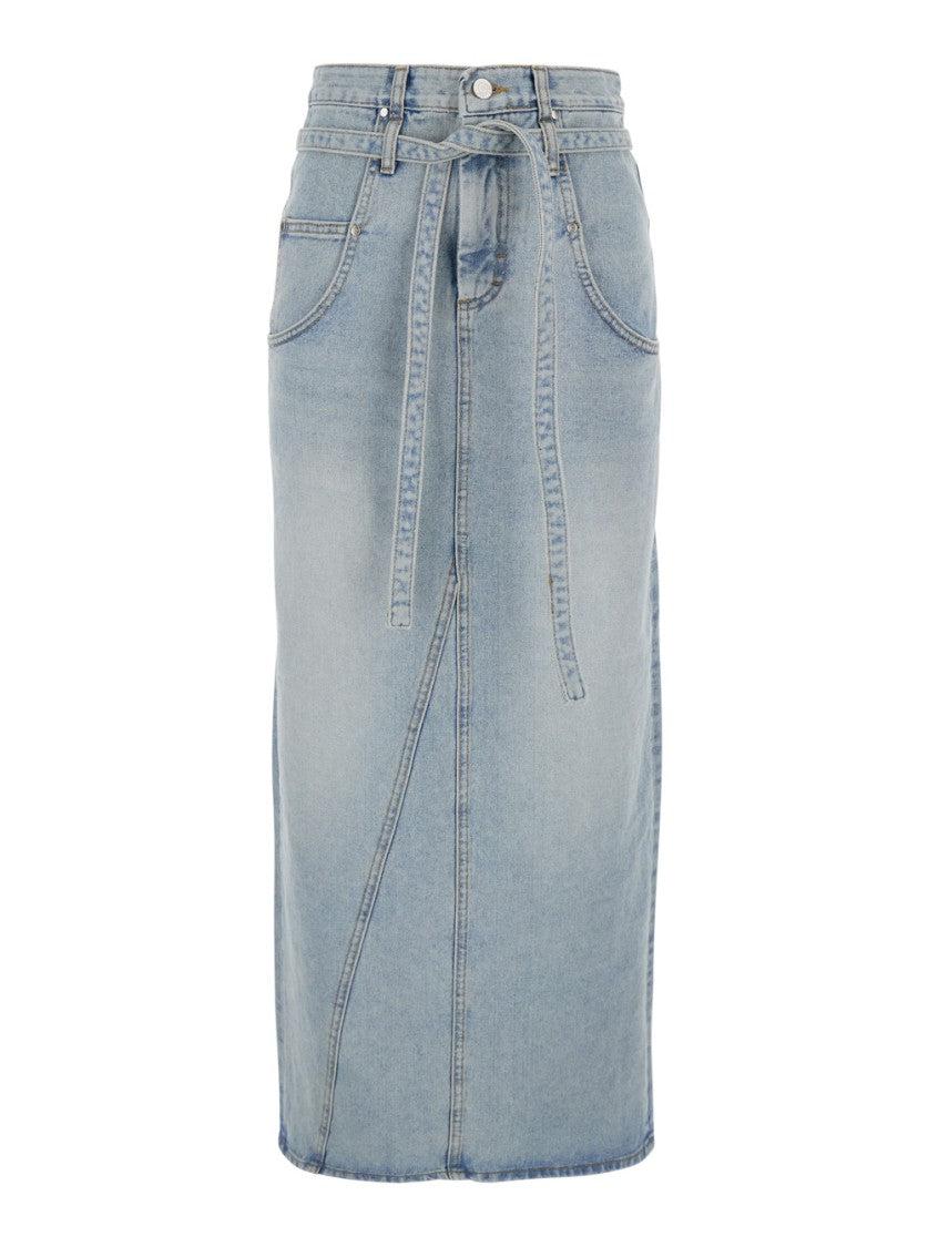 [LOW CLASSIC] BELTED HIGH WAIST DENIM SKIRT ☆送料込☆ LOW CLASSIC/ロウ・クラシック】BELTED HIGH WAIST DENIM SKIRT