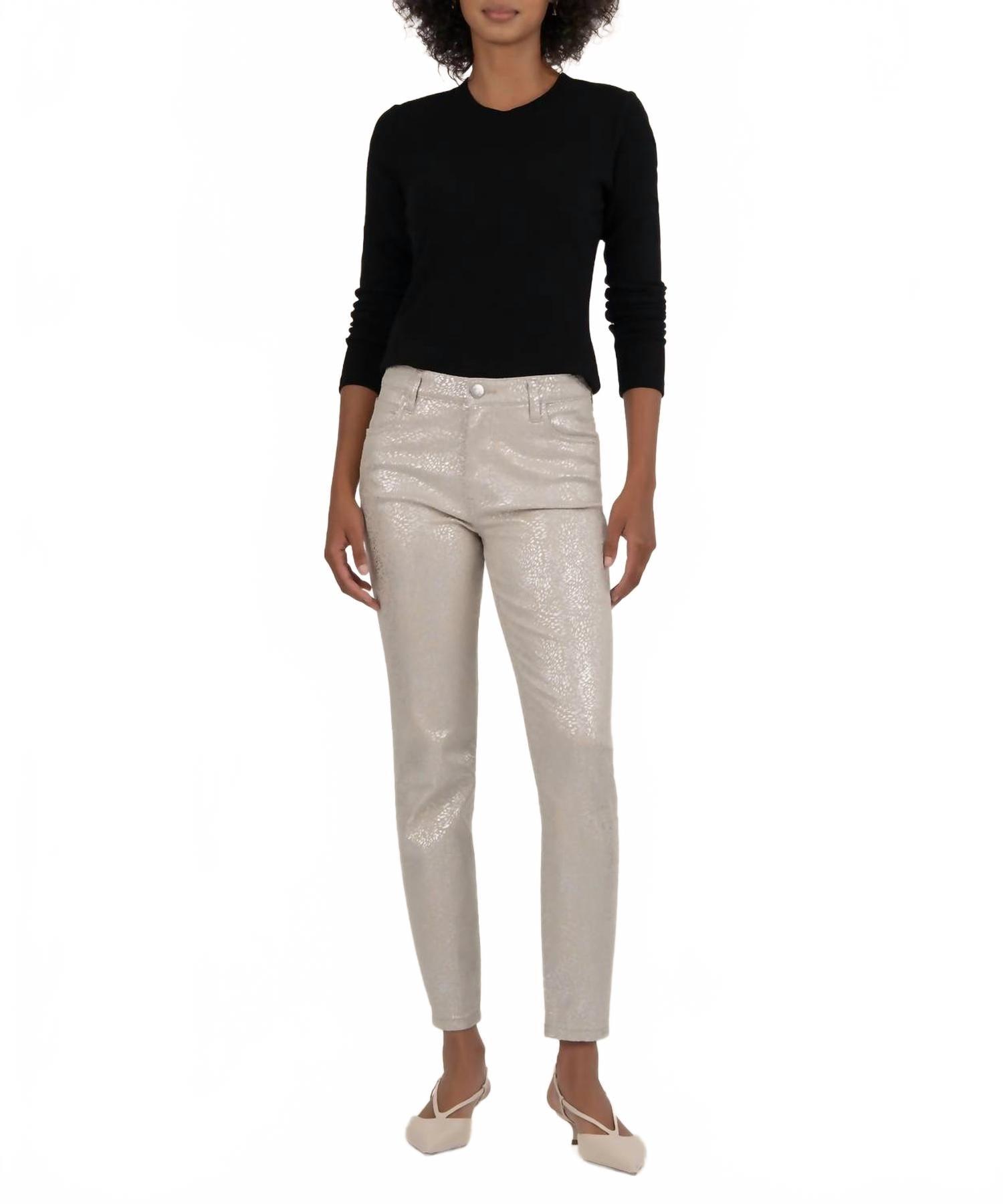Kut From The Kloth Charlize Metallic Coated High Rise Cigarette Leg Pants  in Black