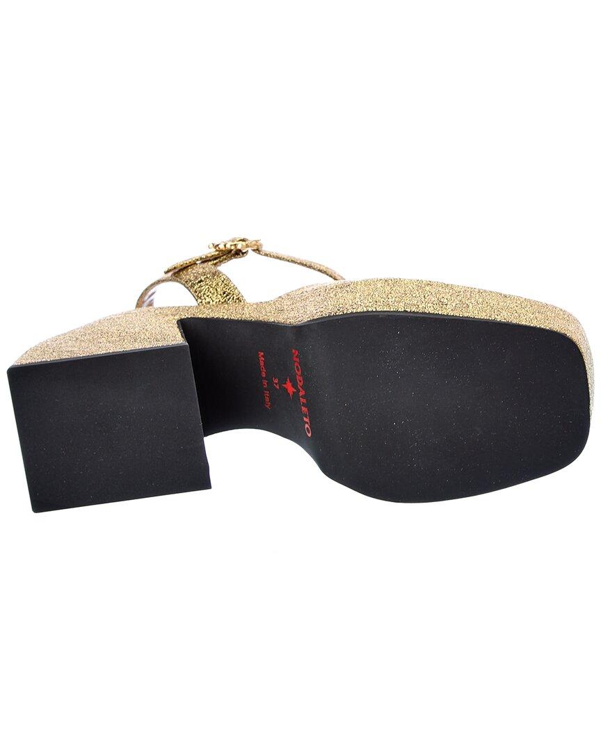 Metallic Womens Shoes Heels Platform heels and court shoes NODALETO Leather Bulla Aurora Platform Sandal in Gold 