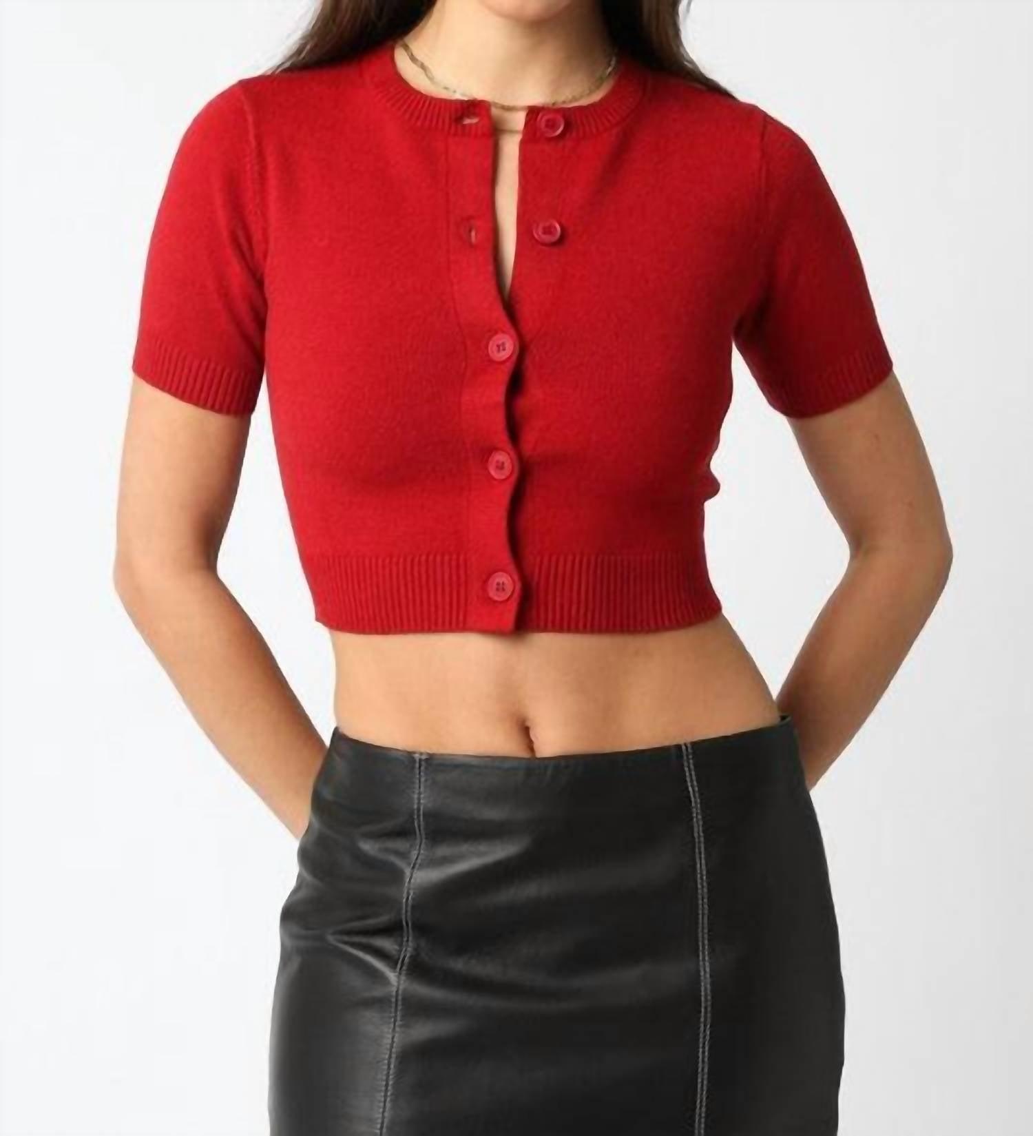 strapless open back dress Macey Knit Off Shoulder Top in New Red by Olivaceous – Polka Dots Boutique