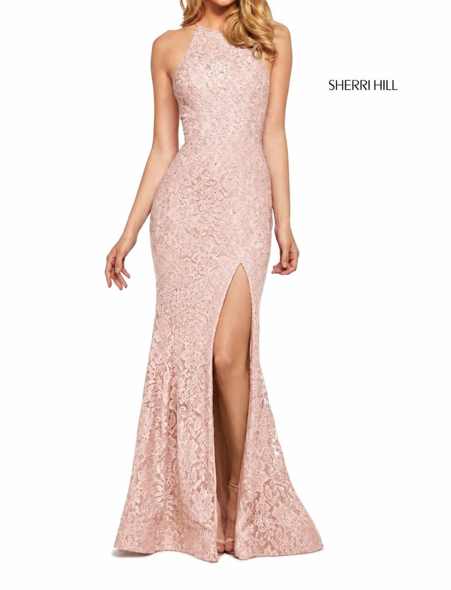 sheer gold prom dress Beads Embellished Bodice V-Neck Mesh A-Line Prom Dress Sheer Back - Mask  Not Included GLGL2983