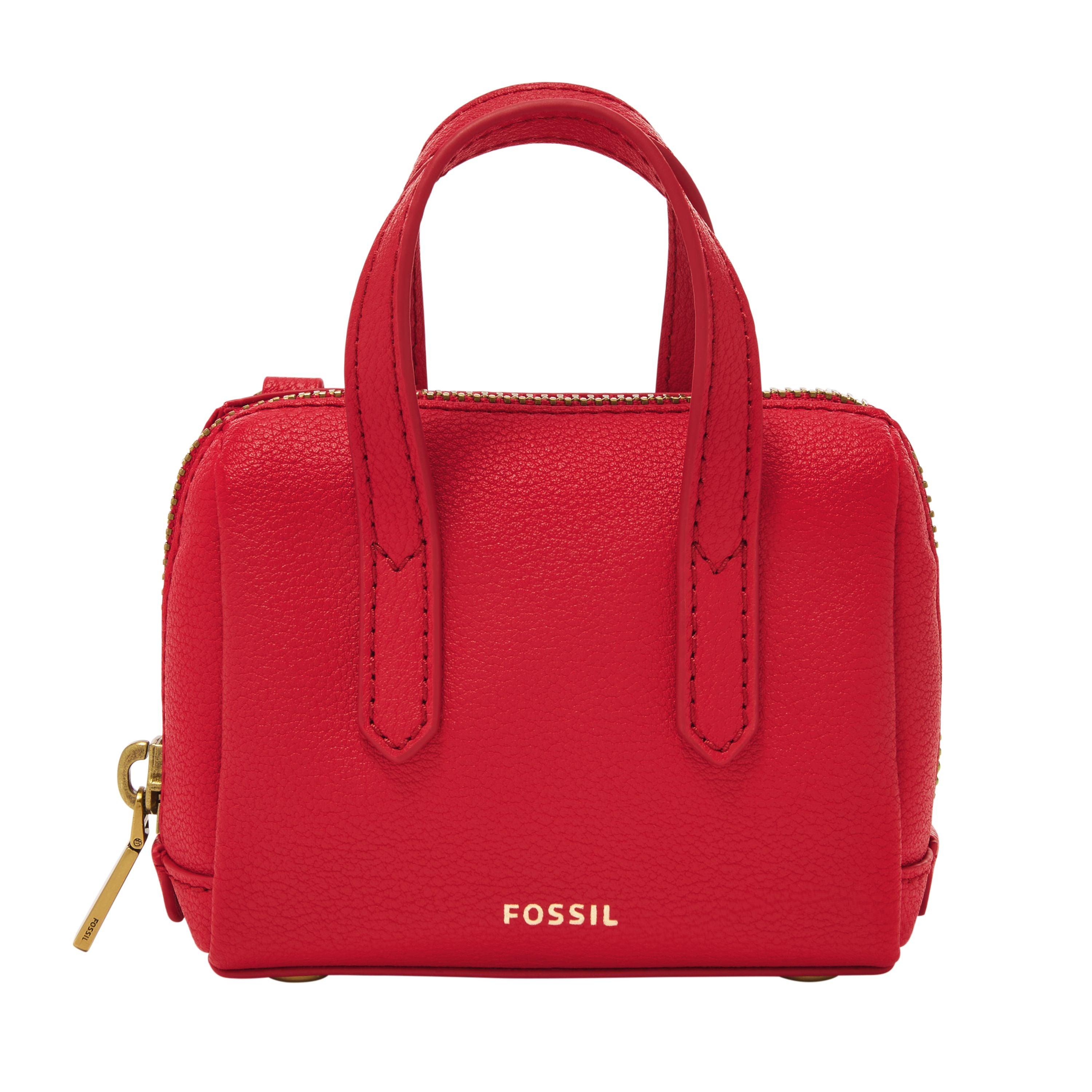 Fossil sydney satchel red multi hot sale