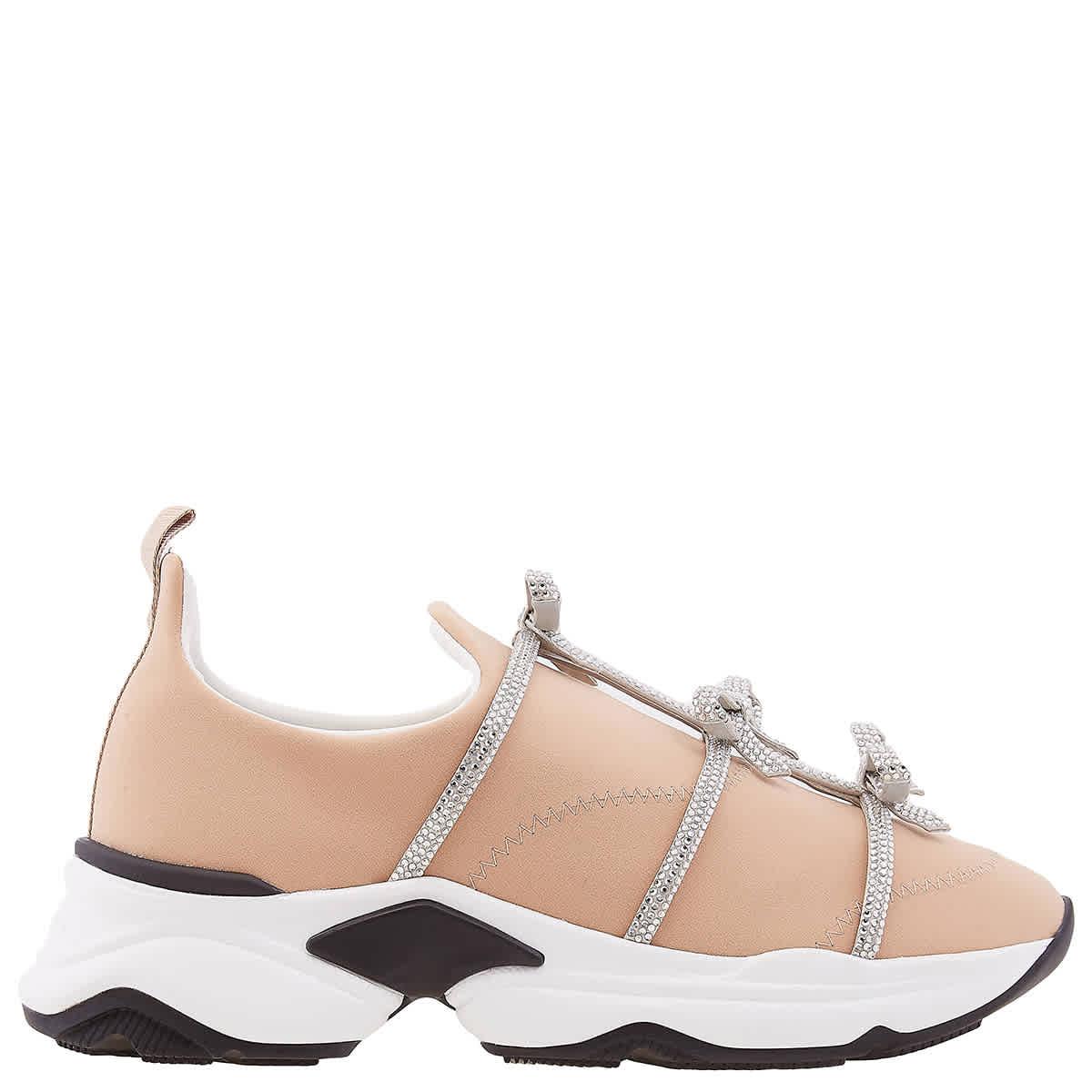 スニーカー RENE CAOVILLA Women Sneakers C11578020TT01V233 Beige Jeweled XTRA WHITE-SILVER SNEAKER WITH CRYSTALS 50 | Rene