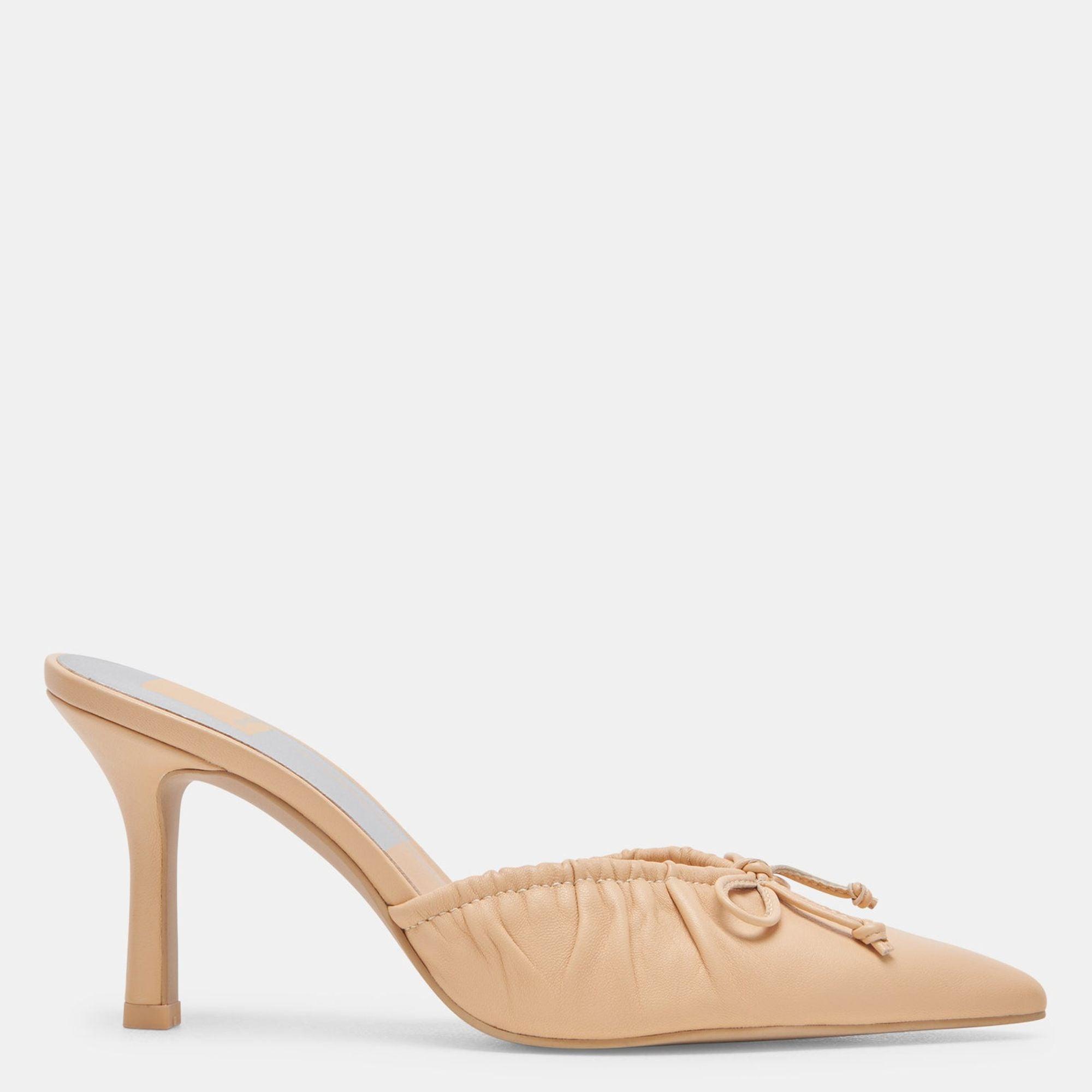 Dolce Vita Pleated Leather Stiletto Mule Heels in Natural Lyst
