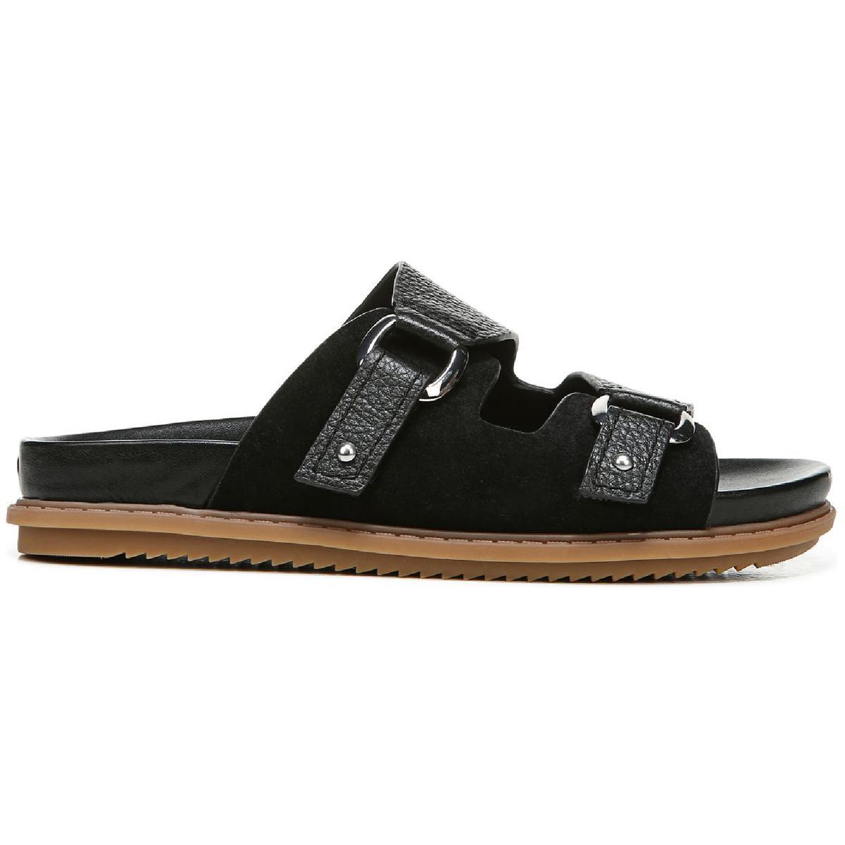 Naturalizer Madigan Leather Flat Footbed Sandals in Black | Lyst