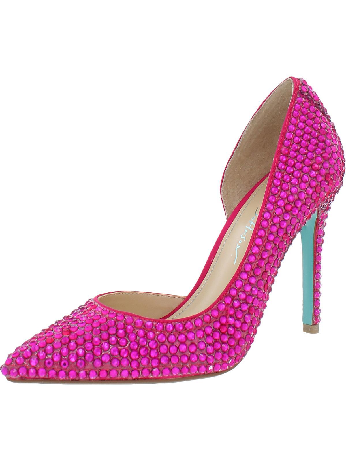 Betsey Johnson Hazil Rhinestone Embellished D'orsay Heels in Pink | Lyst