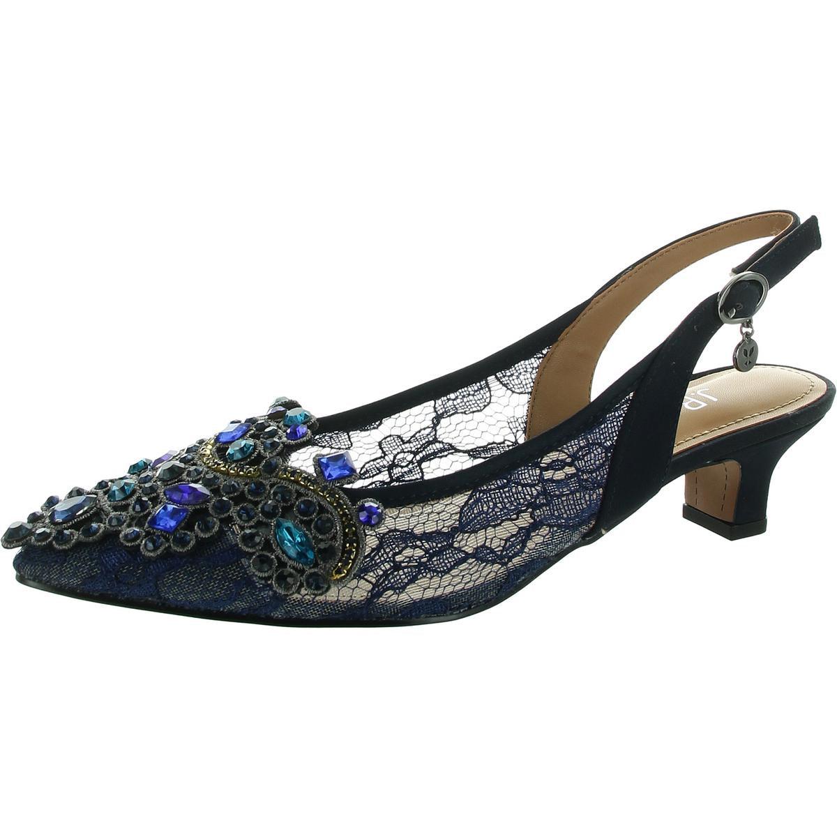 Nordstrom Faleece Crystal Embellished Slingback Pump J Renee
