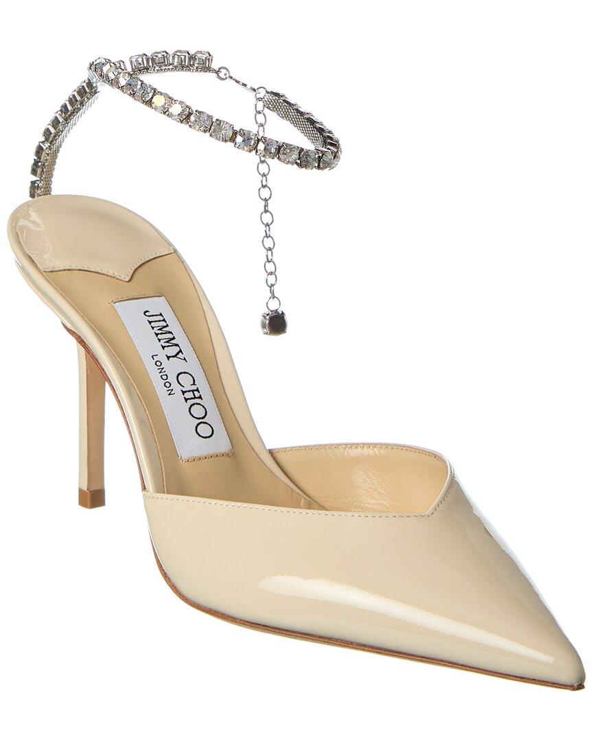 Jimmy Choo Saeda 85 Patent Pump in Natural Lyst