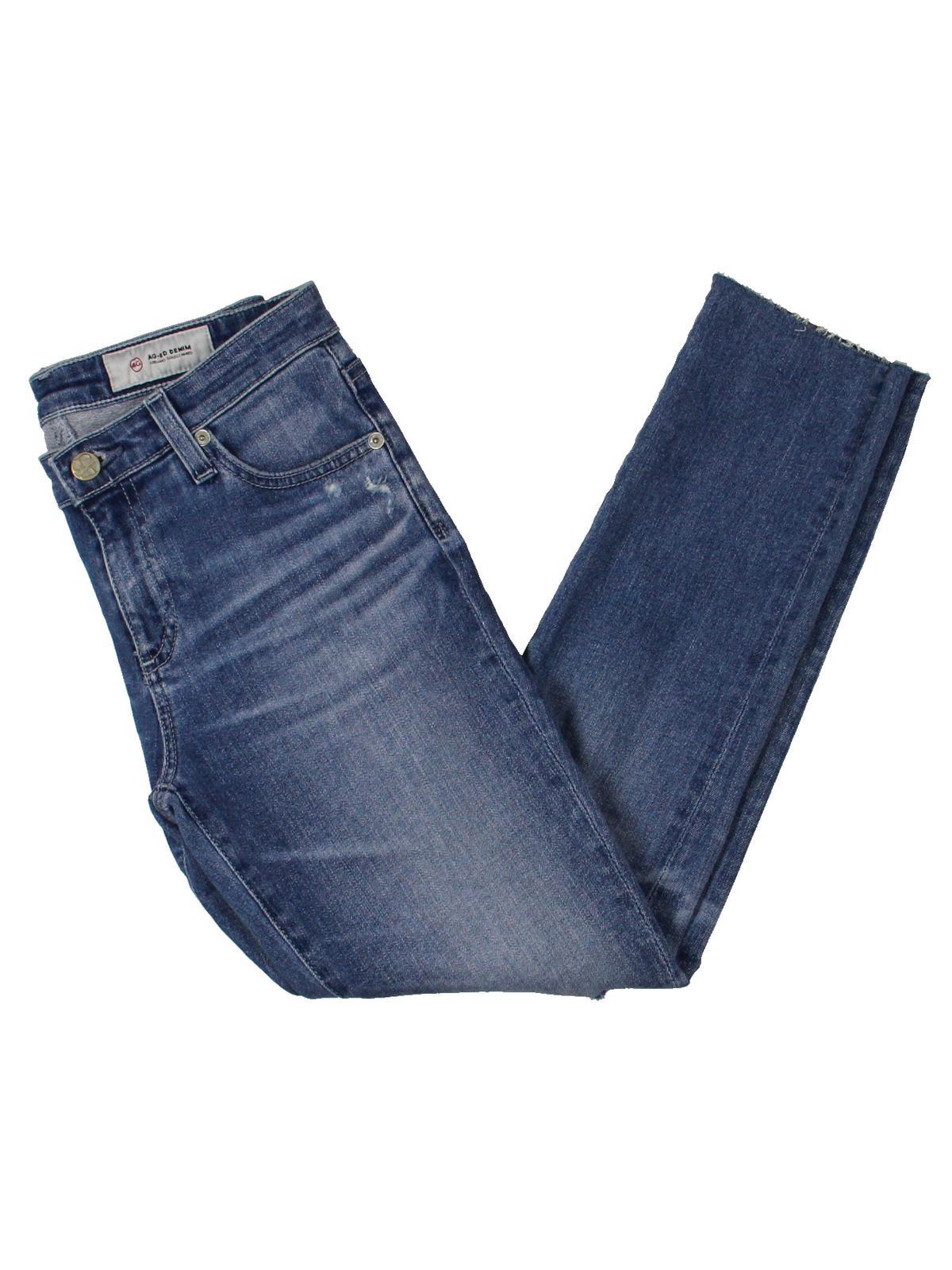 AG Jeans The Denim Distressed Cigarette Jeans in Blue |