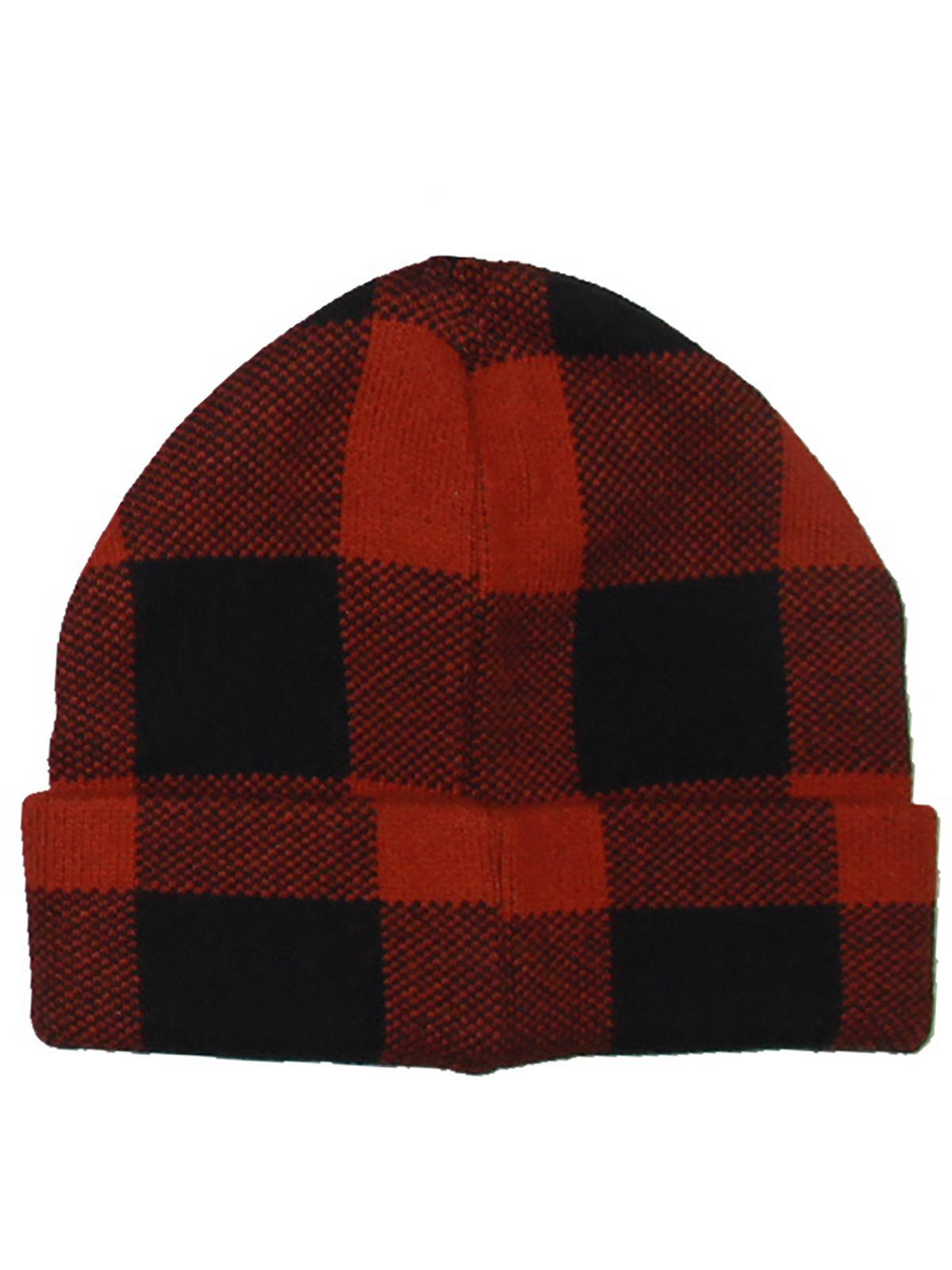 Steve Madden Check Print Fitted Beanie Hat in Red for Men
