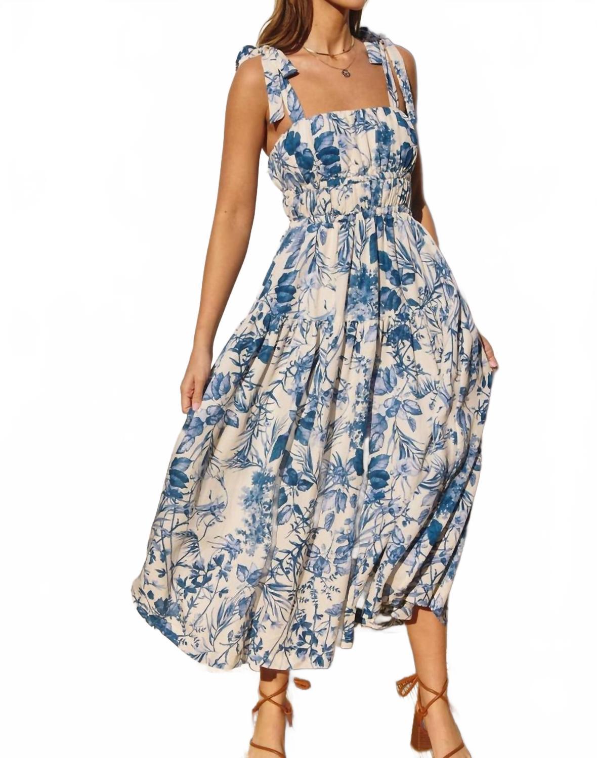 knee length dresses for ladies Bianca Floral Ruffle Midi Dress – FEHRNVI main image 0