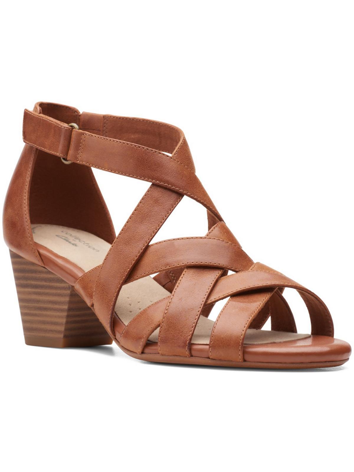 Clarks Lorene Pop Velcro Strap Block Heel Gladiator Sandals in Brown | Lyst