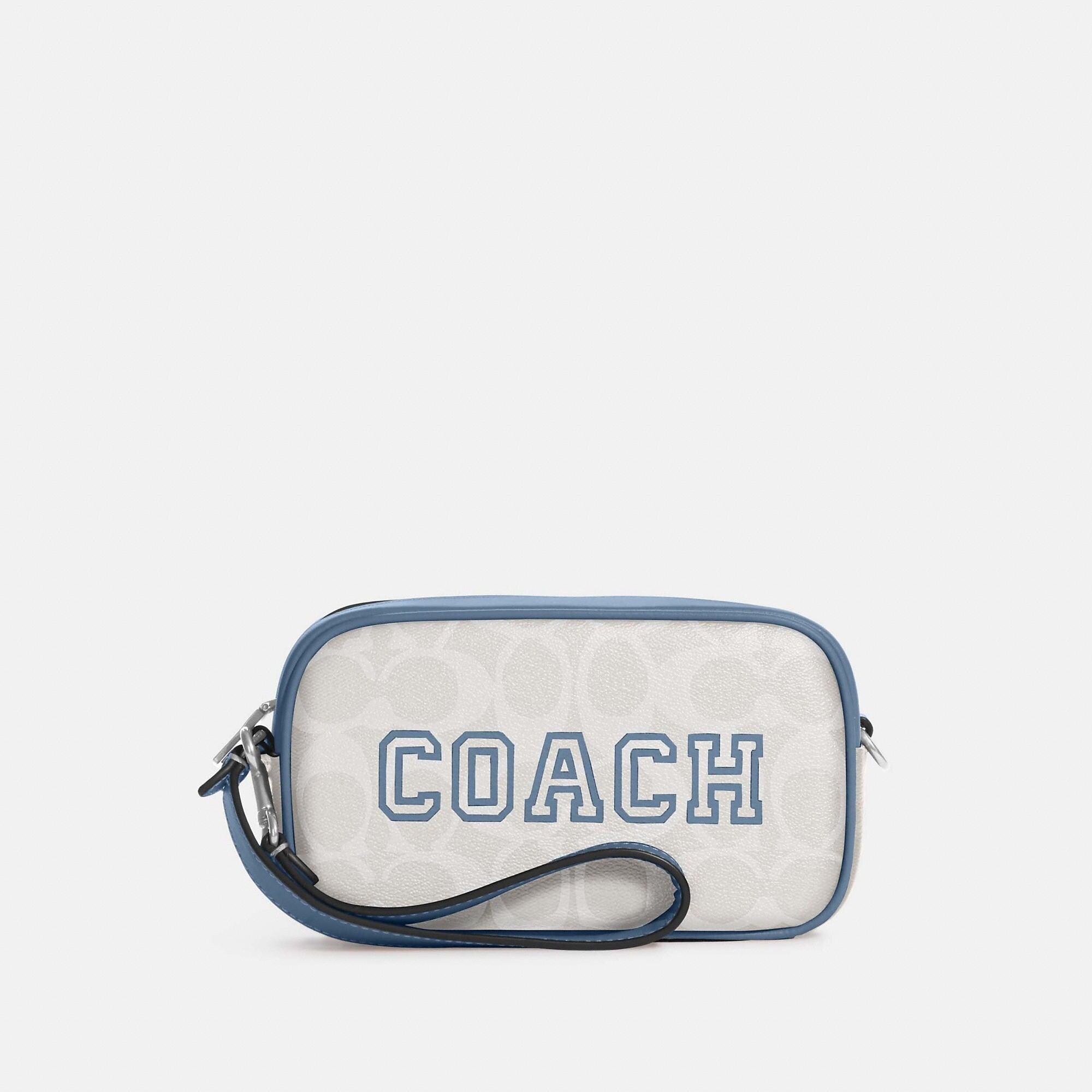 Coach Outlet Jamie Wristlet In Signature Canvas With Varsity Motif in