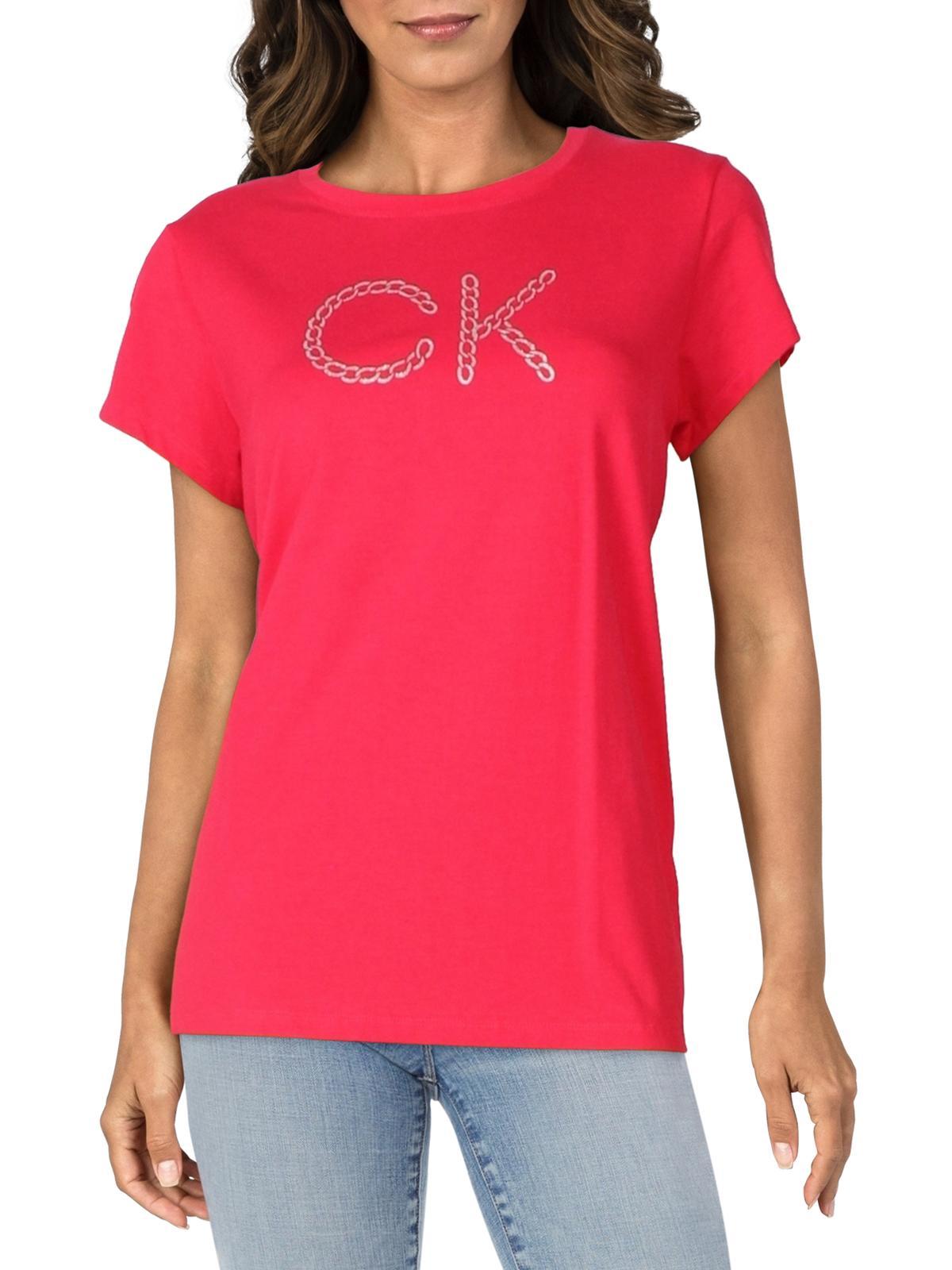 Calvin Klein Logo Cotton T-shirt in Red | Lyst