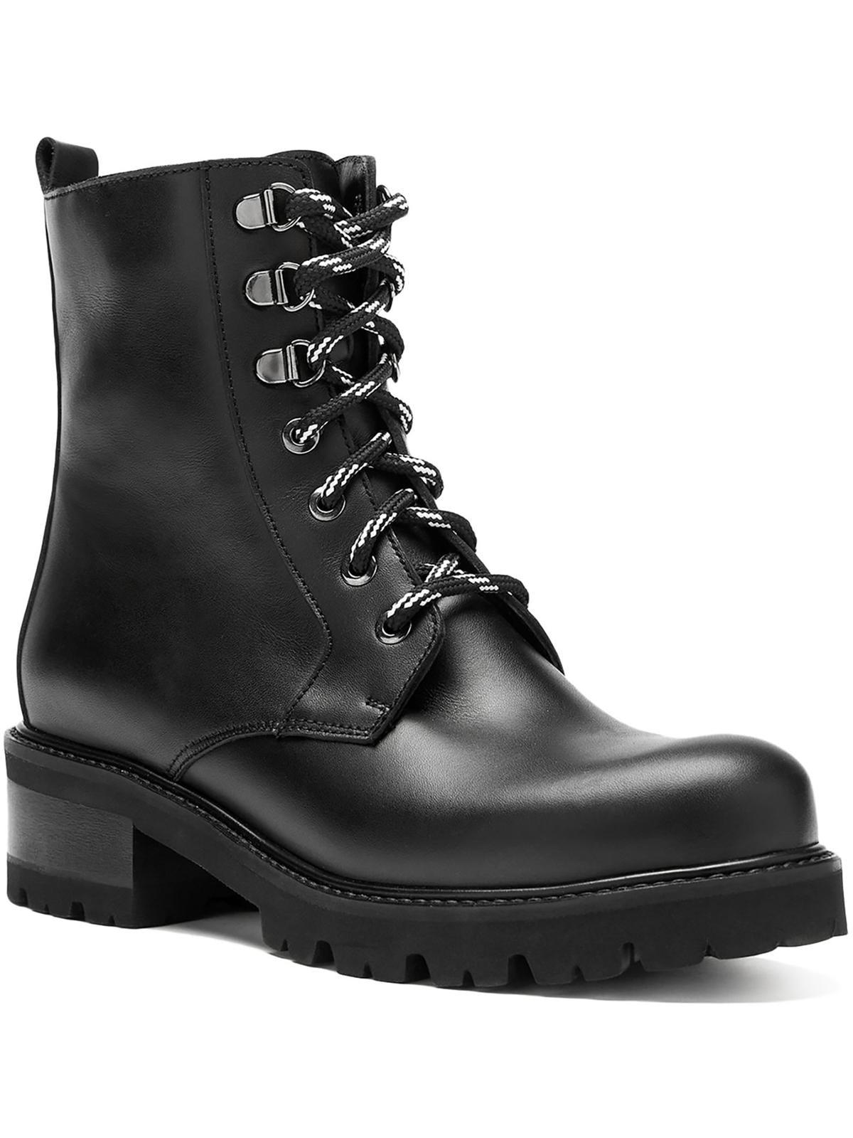 La Canadienne Clover Leather Zipper Combat & Laceup Boots in Black Lyst