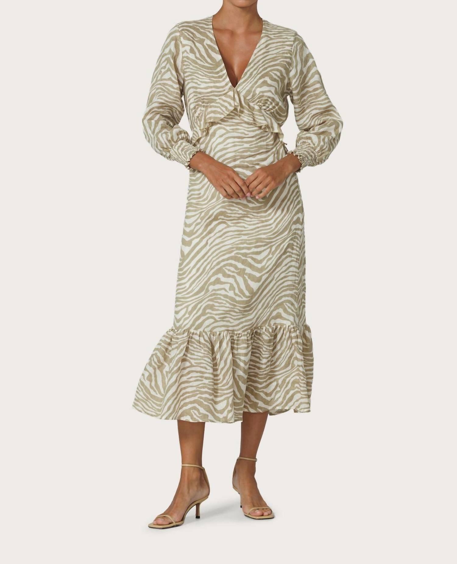 chinese dress ladies Melody Contrast Maxi Linen Dress in Cafe – Lusana
