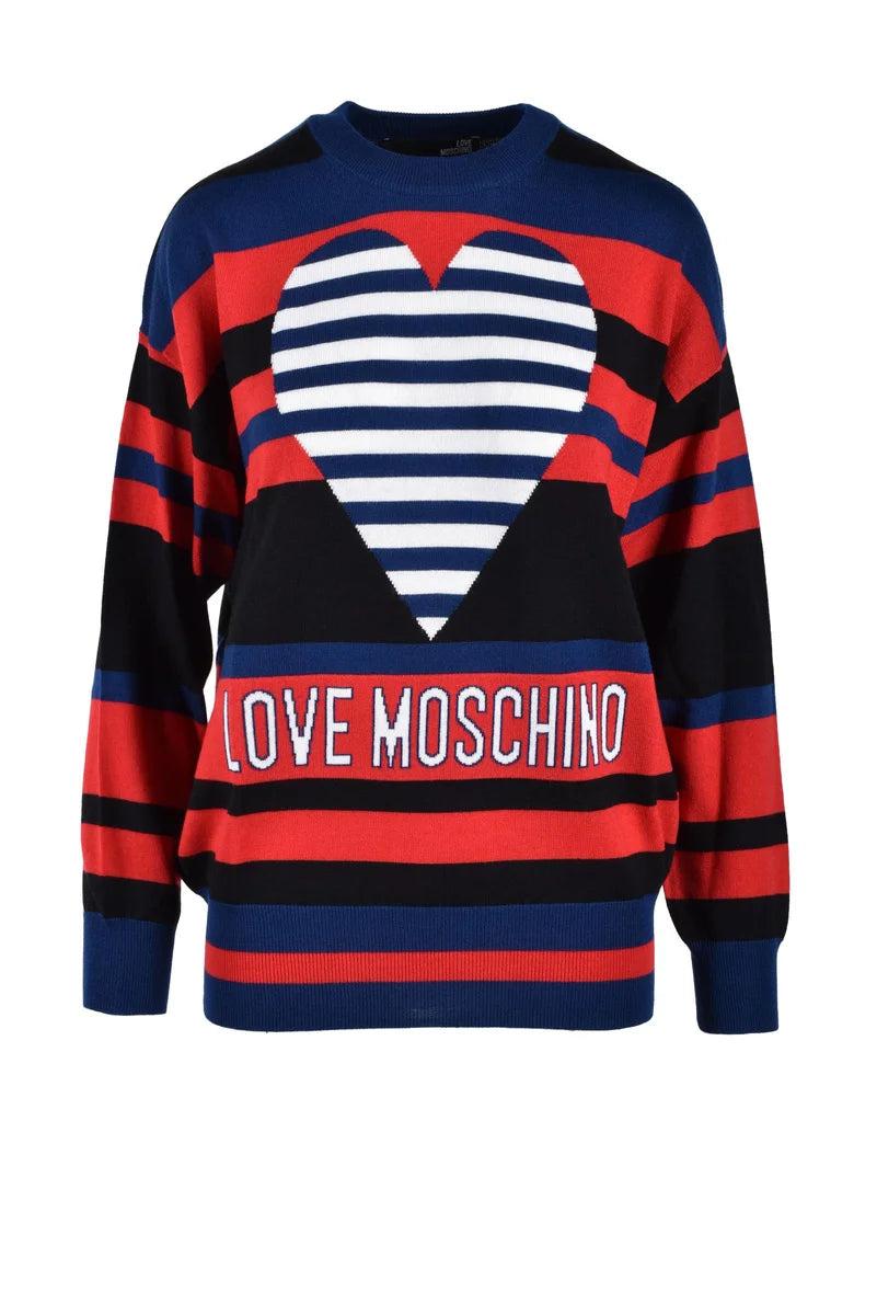LOVE MOSCHINO ニット・セーター レディース LOVE MOSCHINO GRAY SWEATER SKI Red SEQUINS Womens Long Sleeve 44