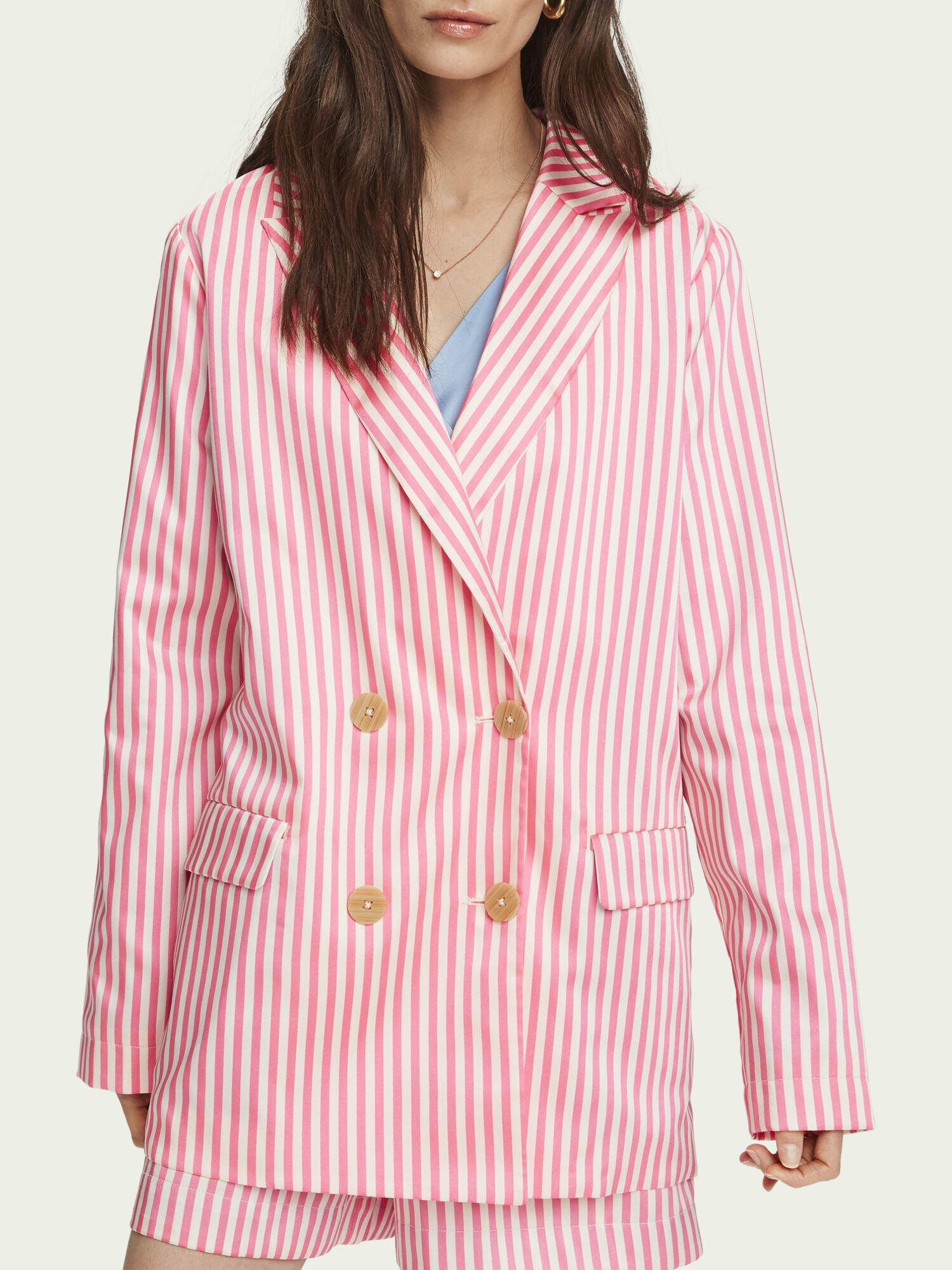 Scotch & Soda & White Striped Blazer in Pink | Lyst