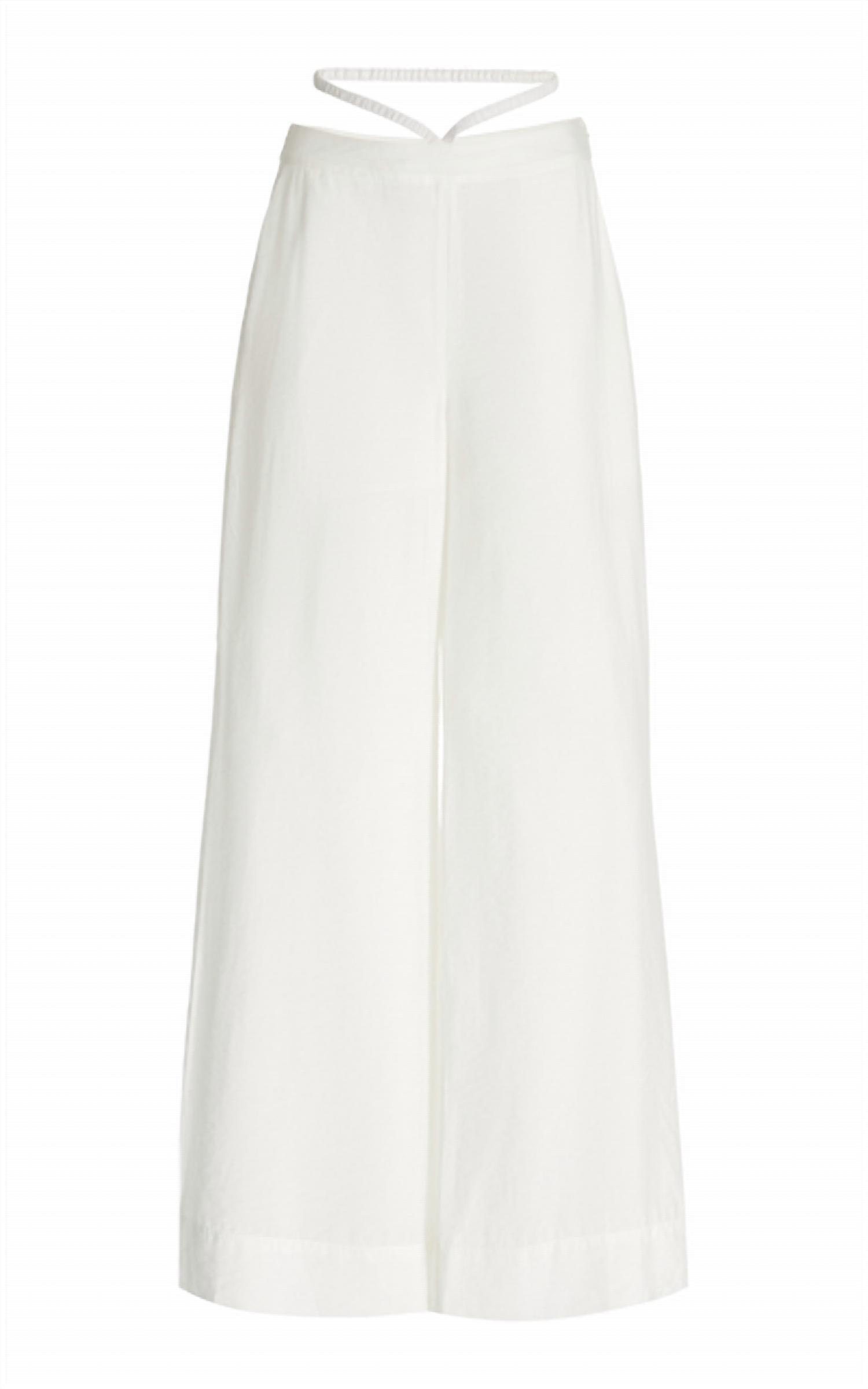 Jonathan Simkhai Marigold Solid Strappy Wide Leg Pants in White | Lyst