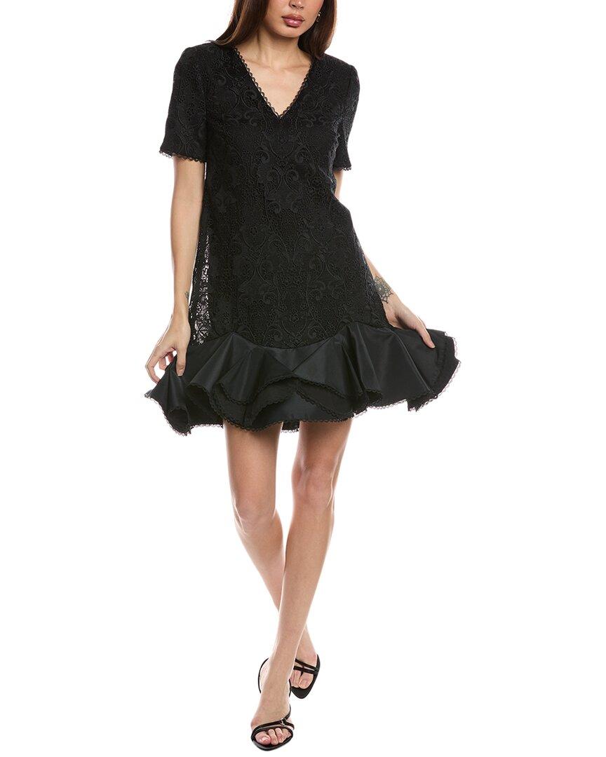 Badgley Mischka Flounce Hem Shift Dress in Black